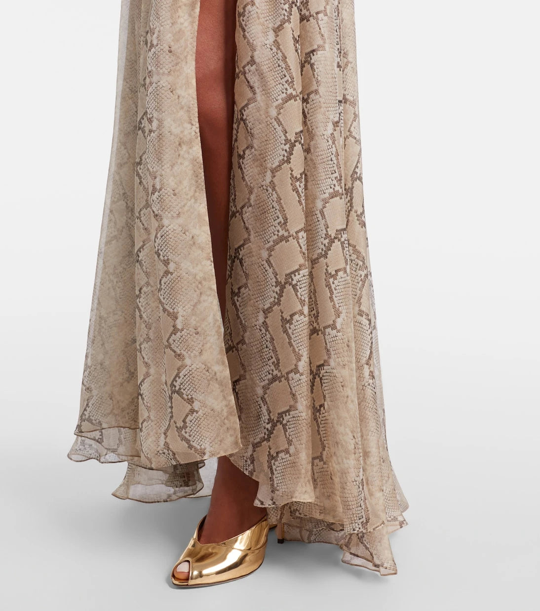 Elie Saab - Snake-print silk chiffon maxi skirt