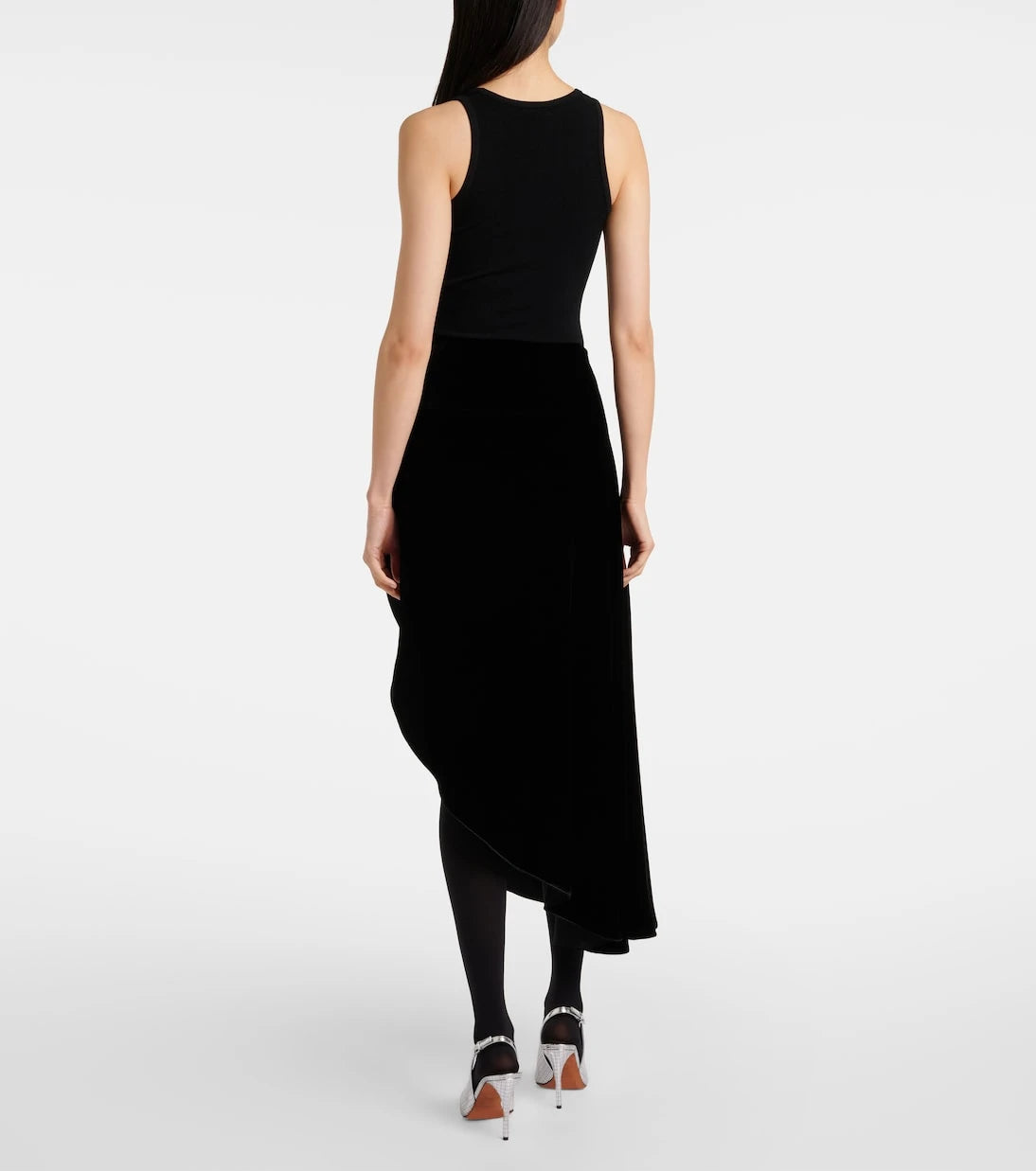Alaïa - تنورة ميدي مخملية غير متماثلة