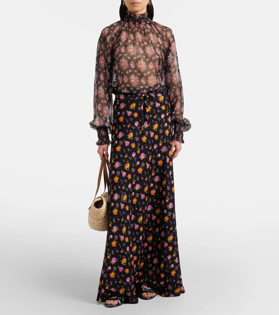 Dolce&Gabbana - شرائح جلدية مزهرة DG