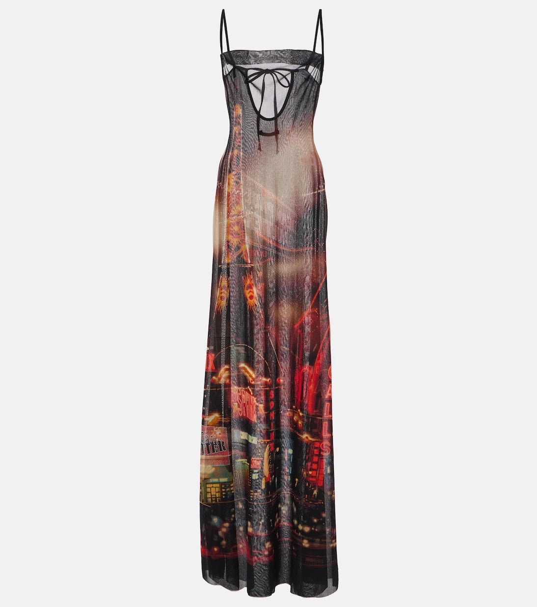 Jean Paul Gaultier - Printed mesh slip dress