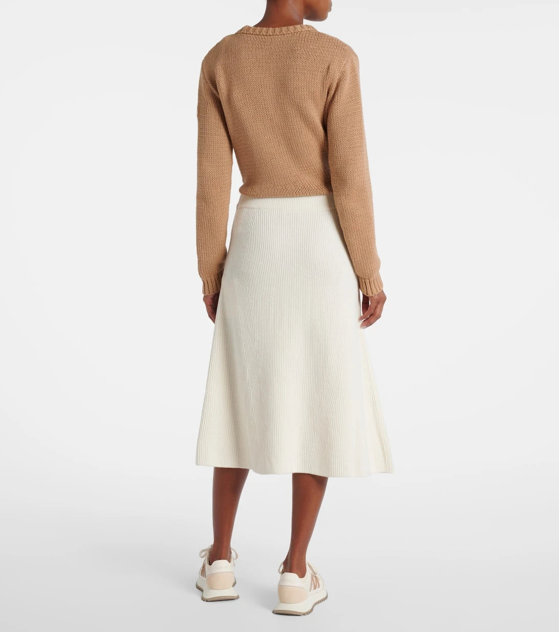 Moncler - Ribbed-knit wool and cashmere midi skirt