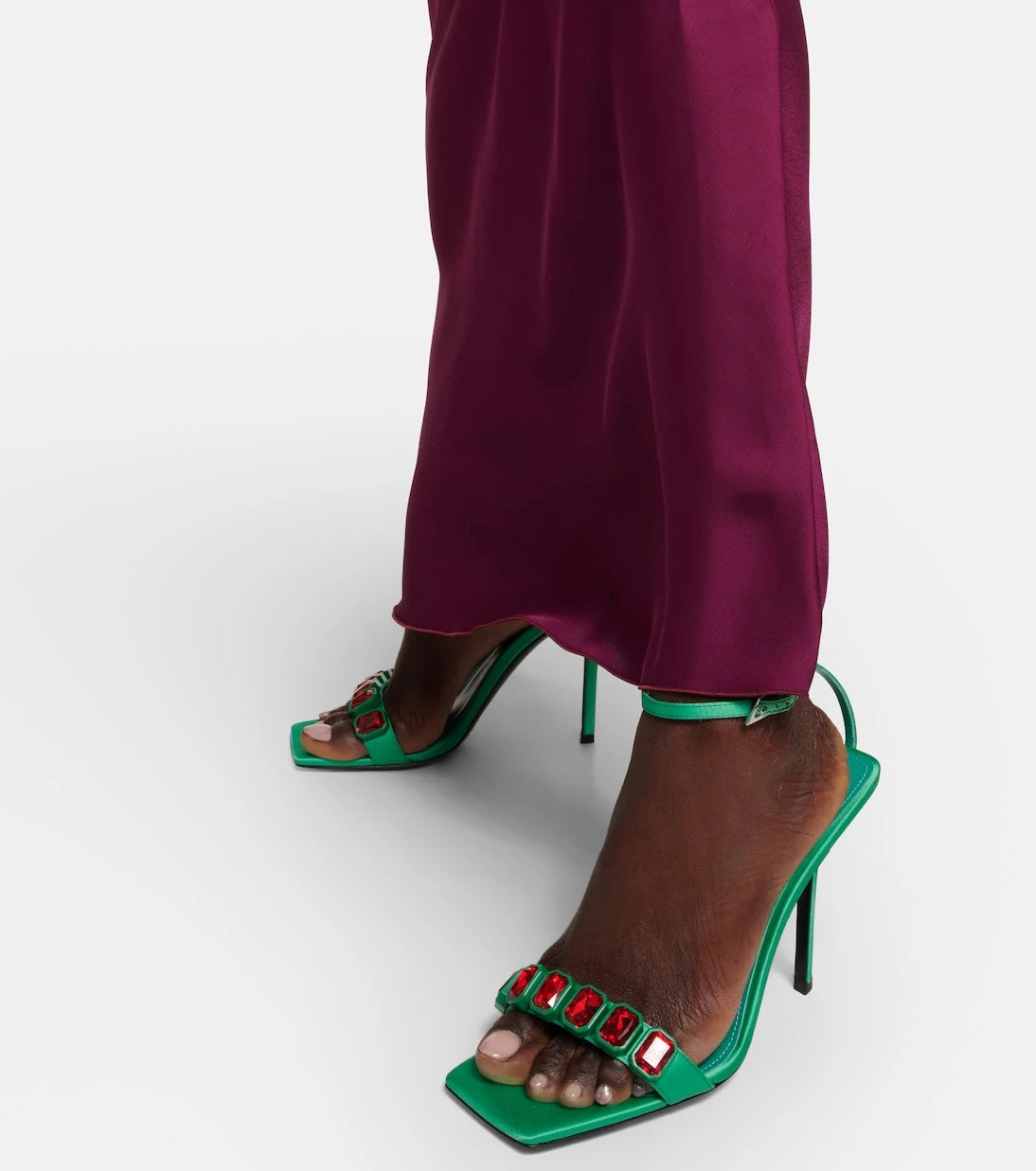 The Attico - Sienna embellished satin sandals