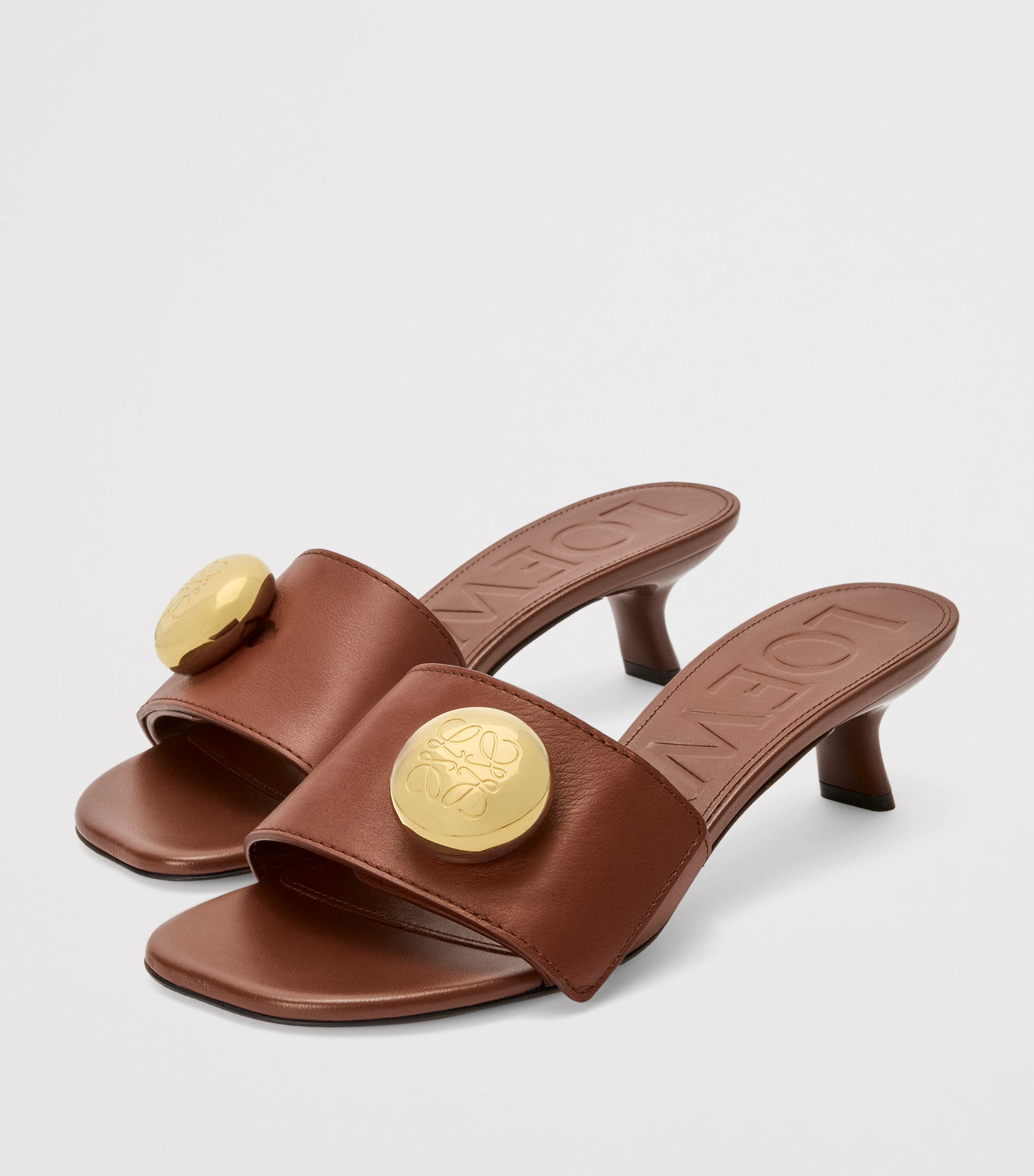 Leather Pebble Heeled Mules 45