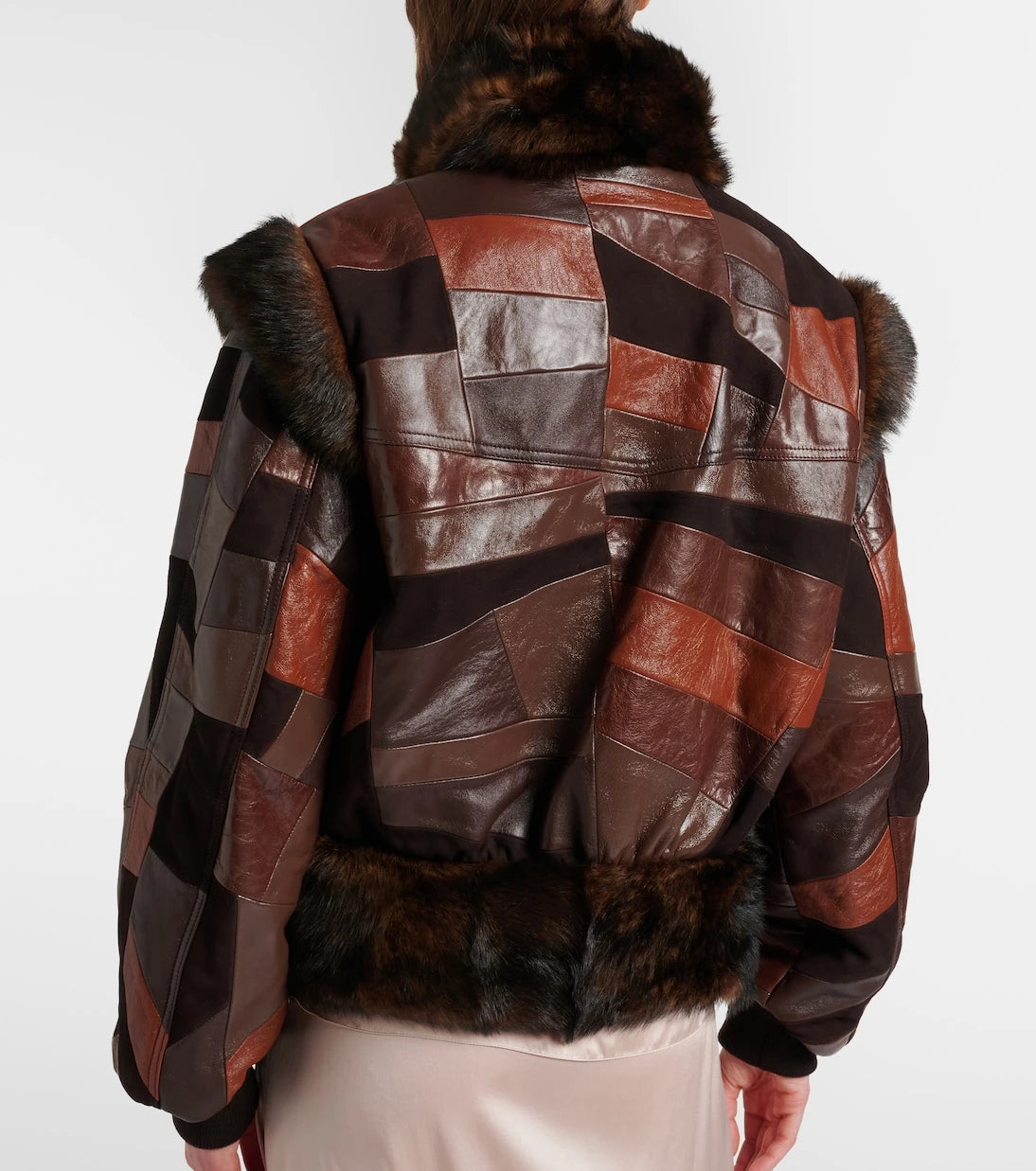 Chloé - Shearling-trimmed leather bomber jacket