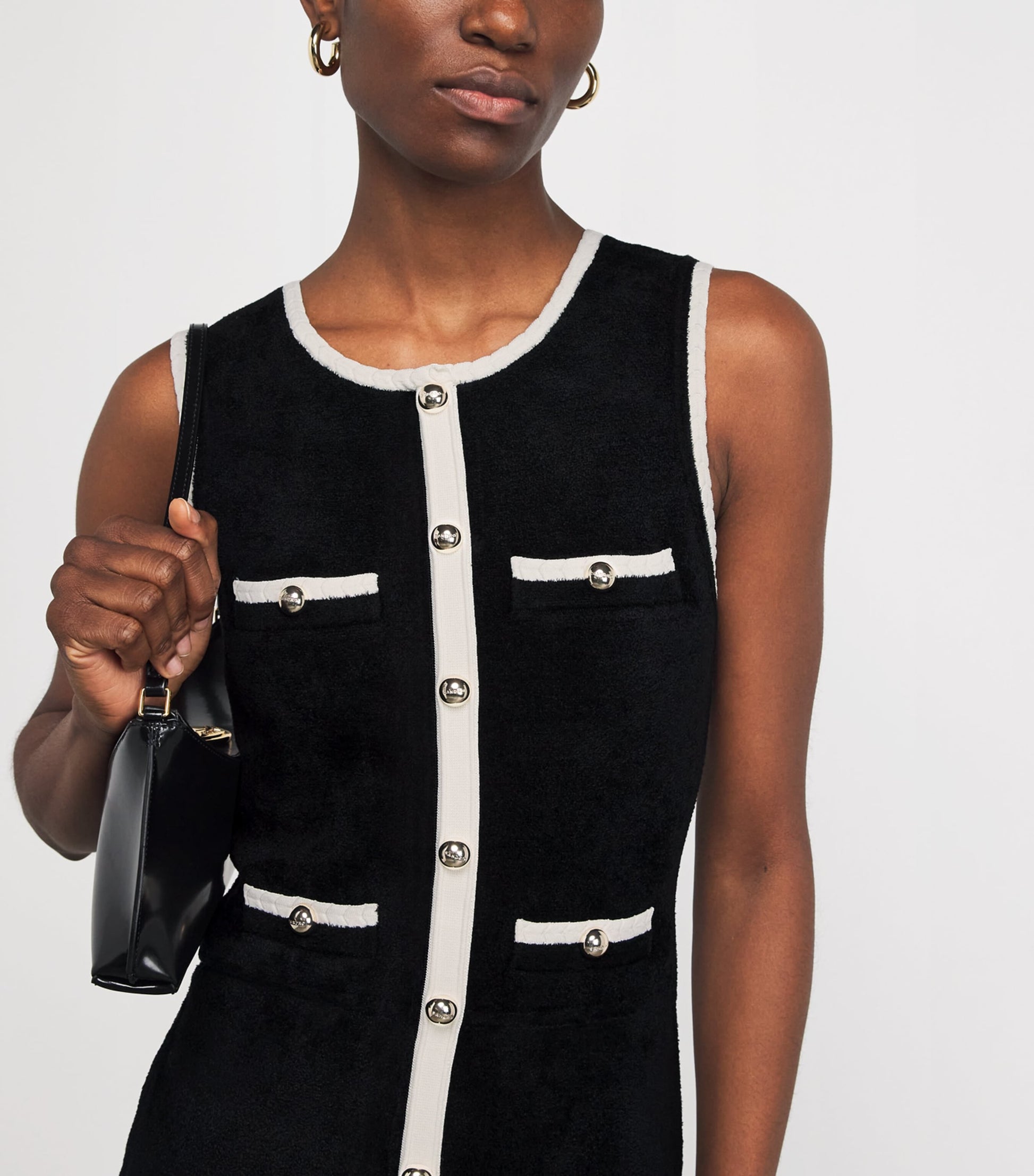 Sandro Paris Black Velvet Knit Mini Dress