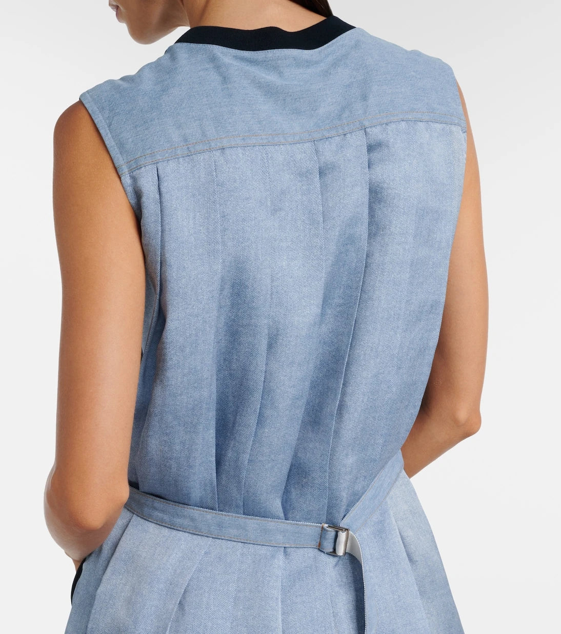 Sacai - فستان قصير من جيرسيه القطن