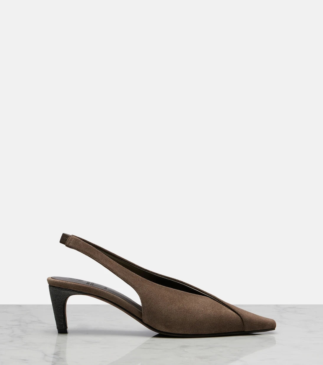 Brunello Cucinelli - Suede slingback pumps