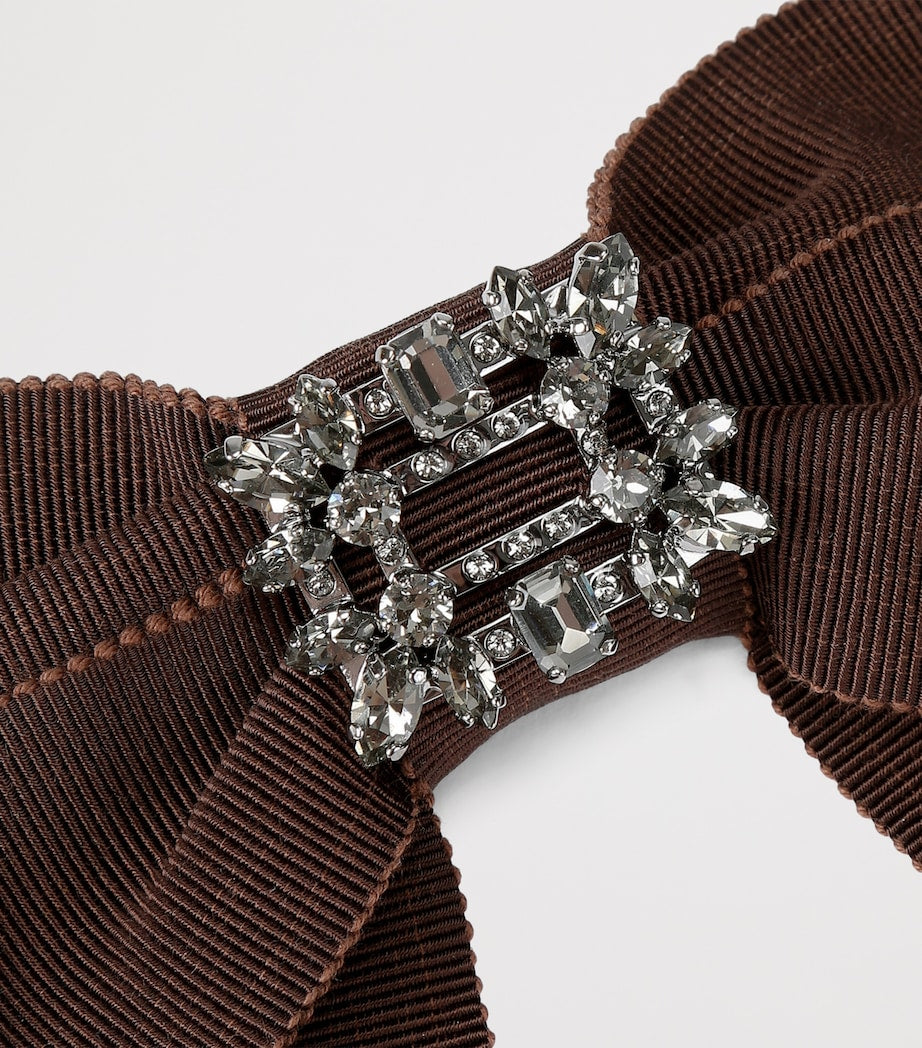 Roger Vivier Brown Embellished Bow Hair Clip