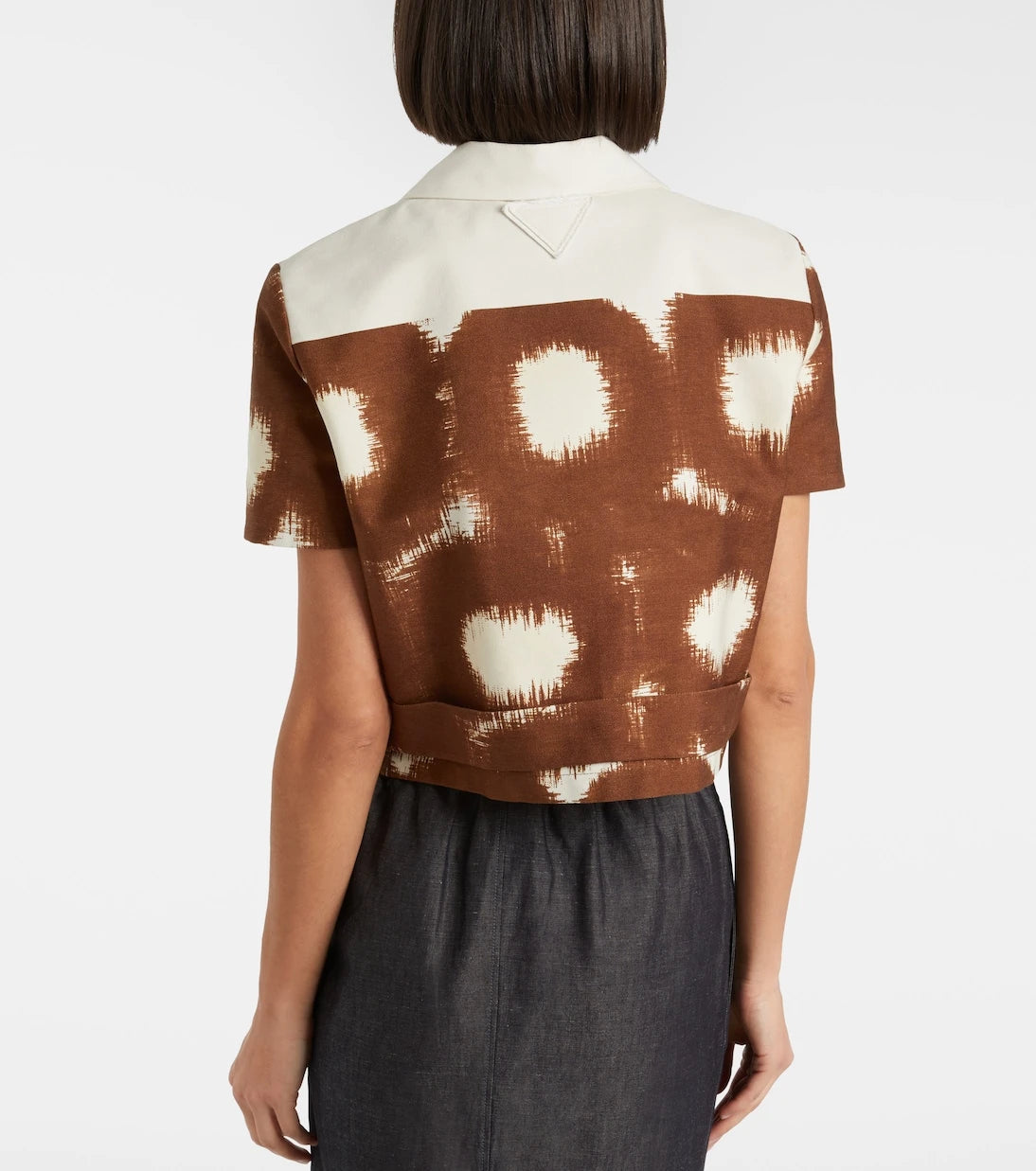 Prada - Printed cropped cotton shirt