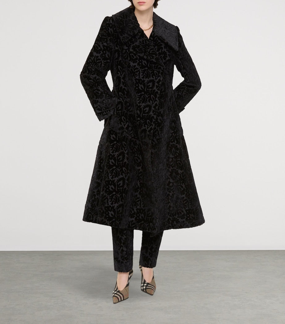 Burberry Black Silk-Blend Velvet Tailored Coat