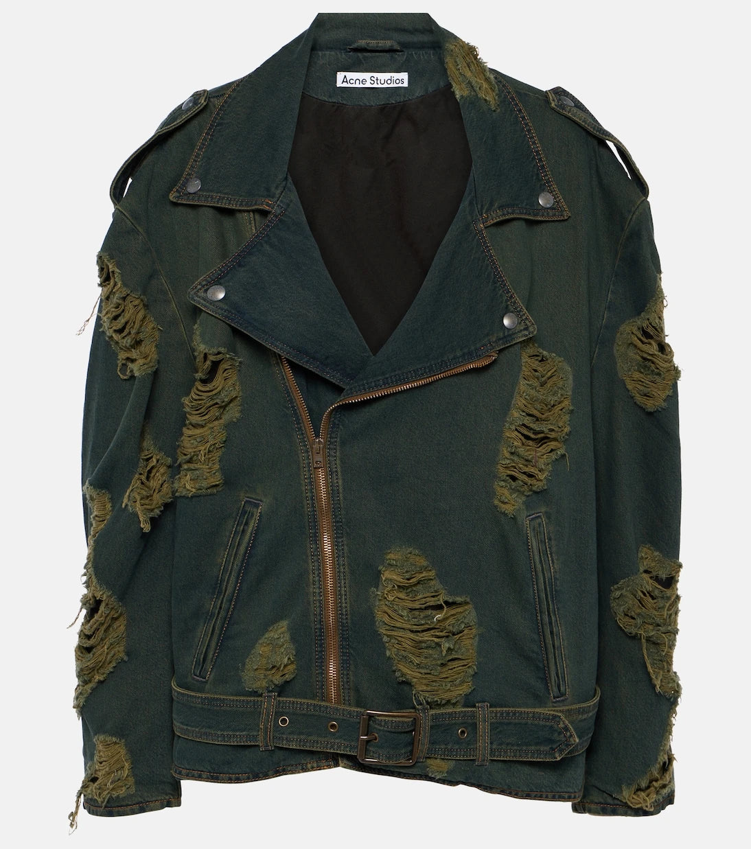 Acne Studios - Distressed denim biker jacket