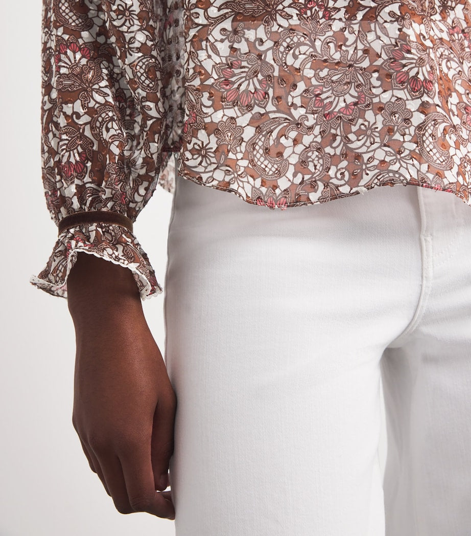 ME+EM Multi Silk-Blend Jacquard Blouse