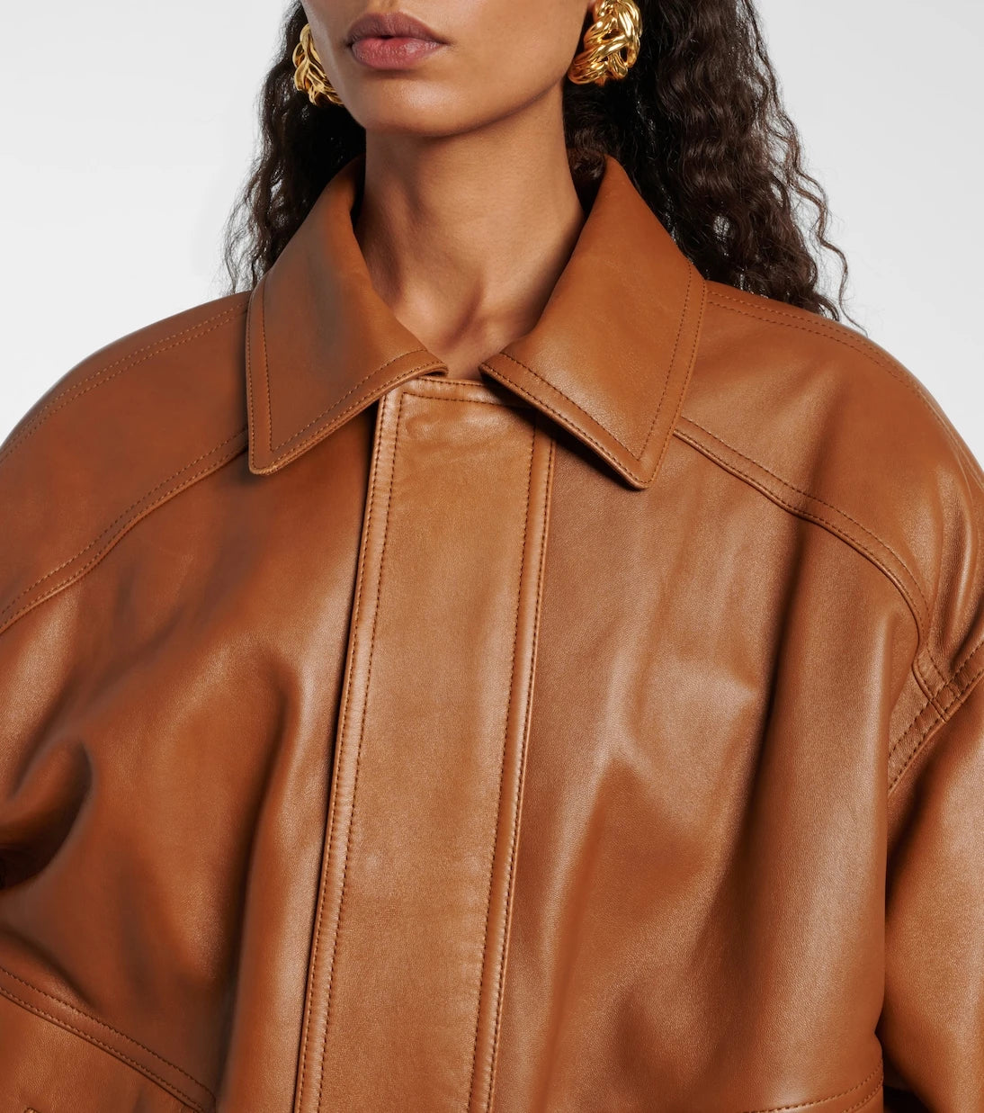 Saint Laurent - Oversized leather bomber jacket