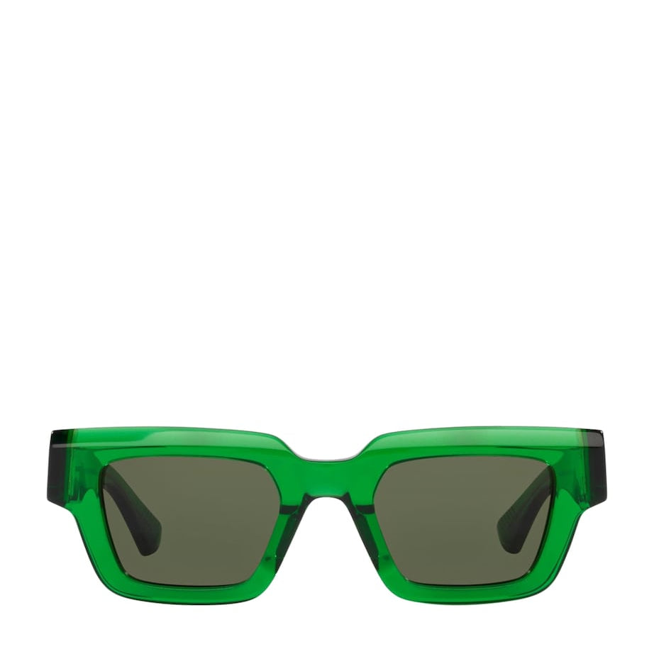 Bottega Veneta Green Rectangular Sunglasses