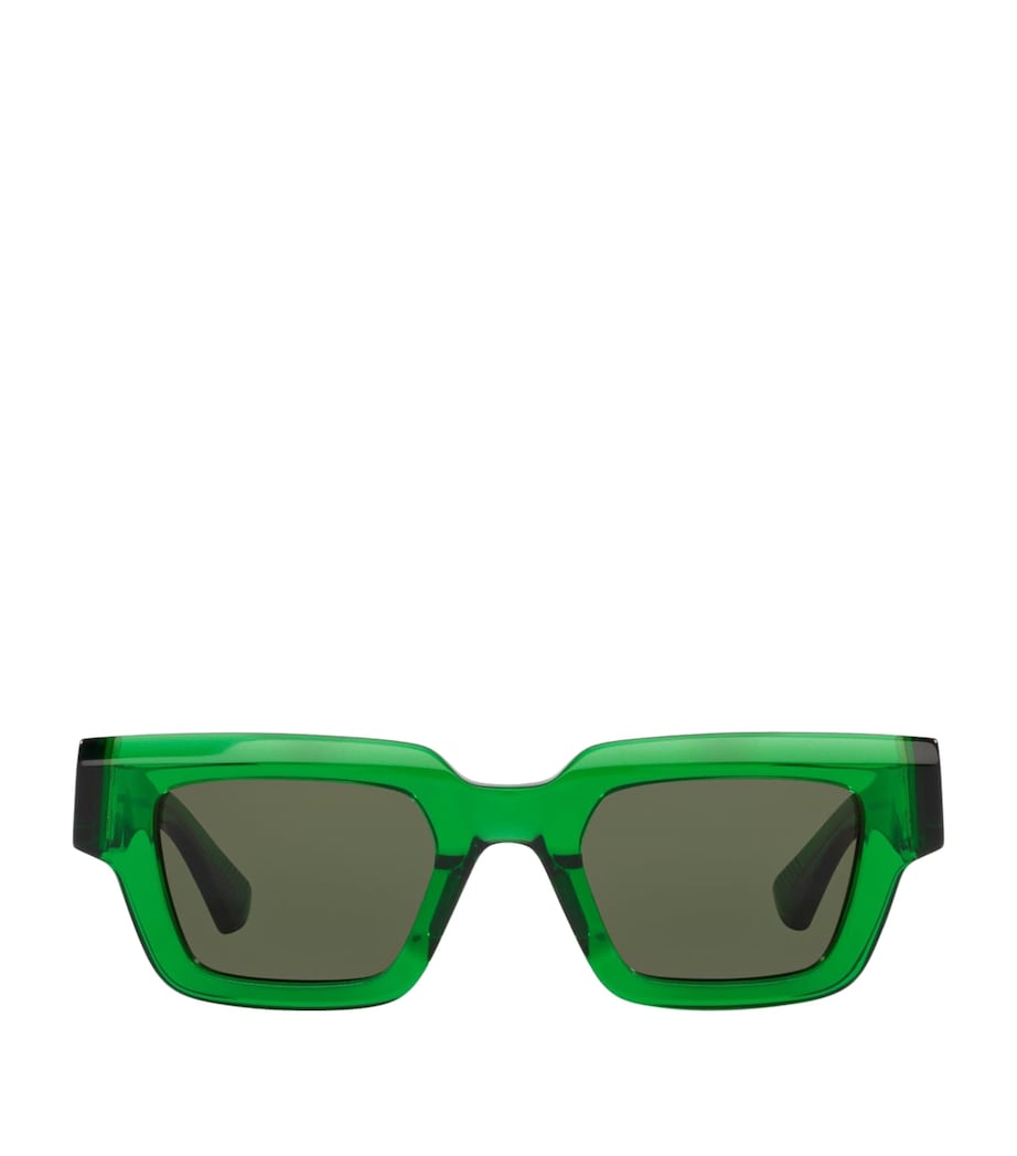 Bottega Veneta Green Rectangular Sunglasses