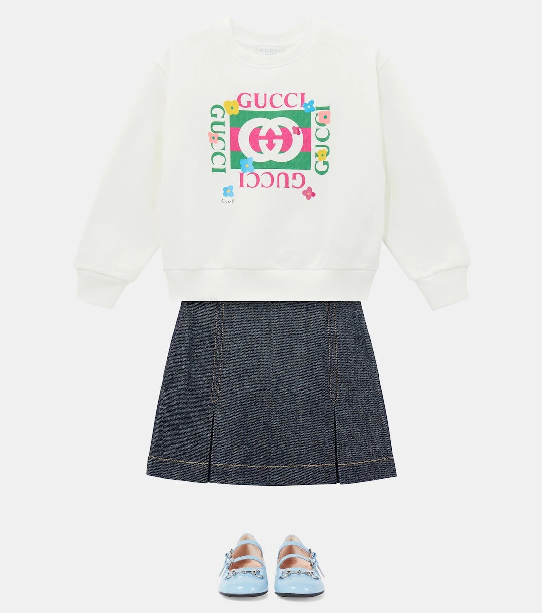 Gucci Kids - تنورة جينز بتصميم Horsebit