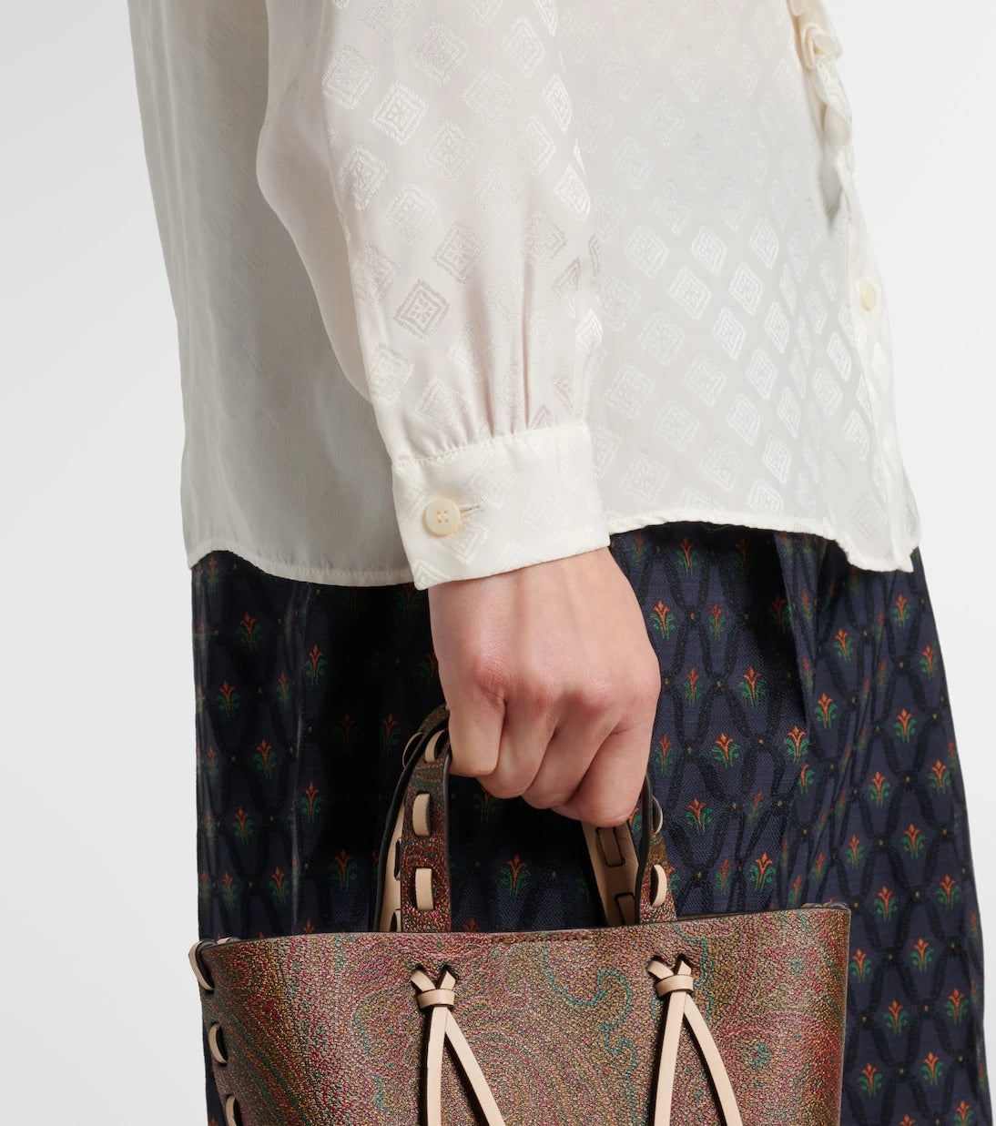Etro - Printed silk-blend satin blouse