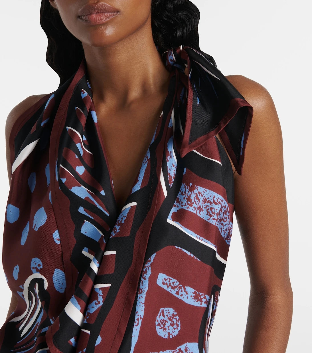 Bottega Veneta - Printed halterneck silk twill top