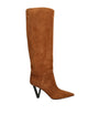 Versace Brown Leather V-Heel Knee-High Boots 85