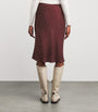 DÔEN Burgundy Silk-Blend Satin Elowette Midi Skirt