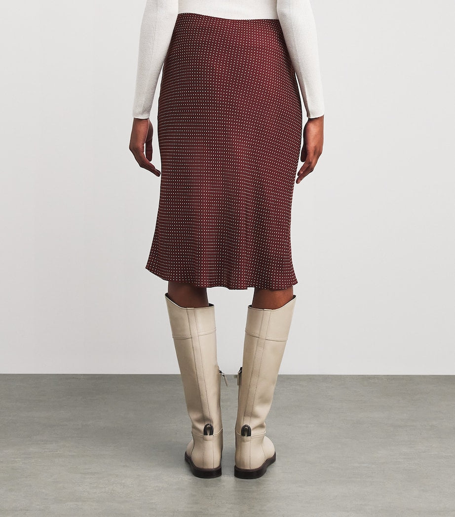 DÔEN Burgundy Silk-Blend Satin Elowette Midi Skirt