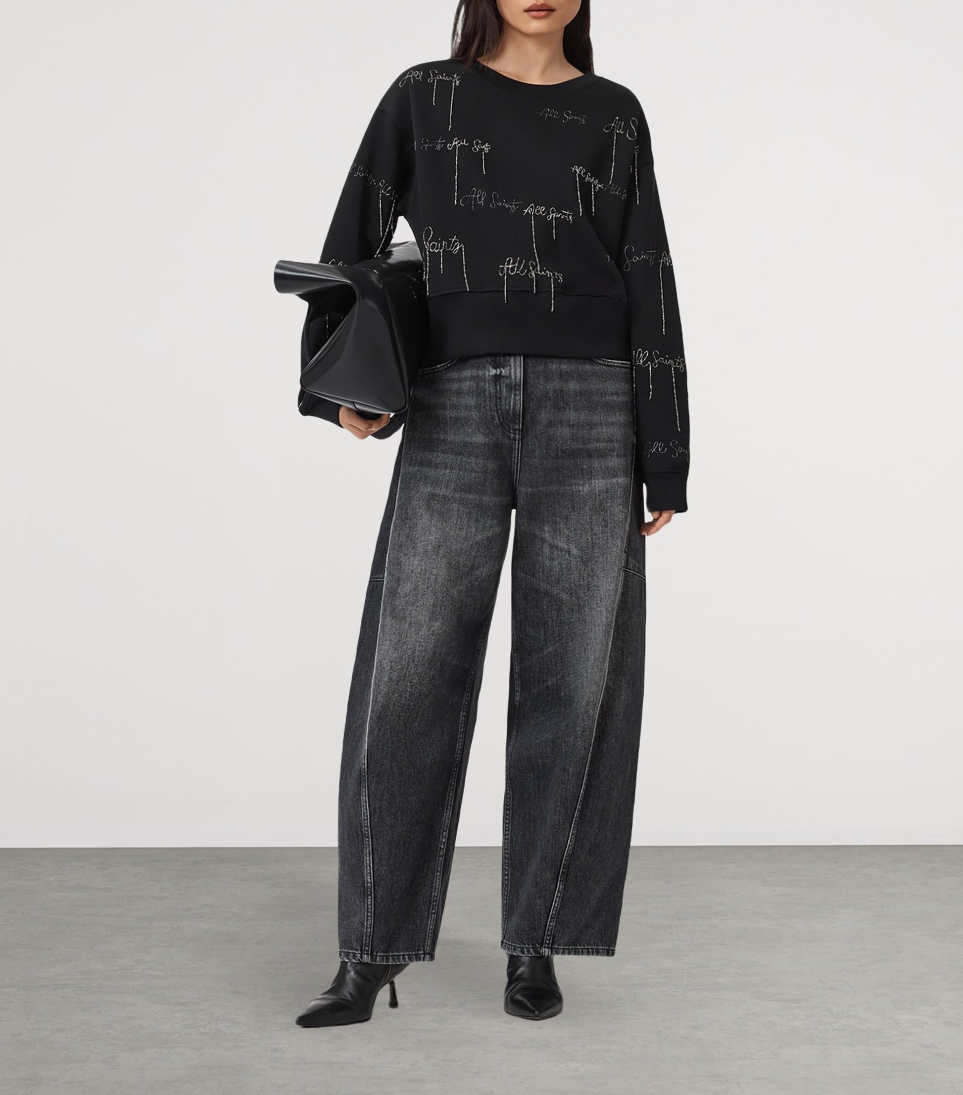 Black Embellished Separo Sweatshirt