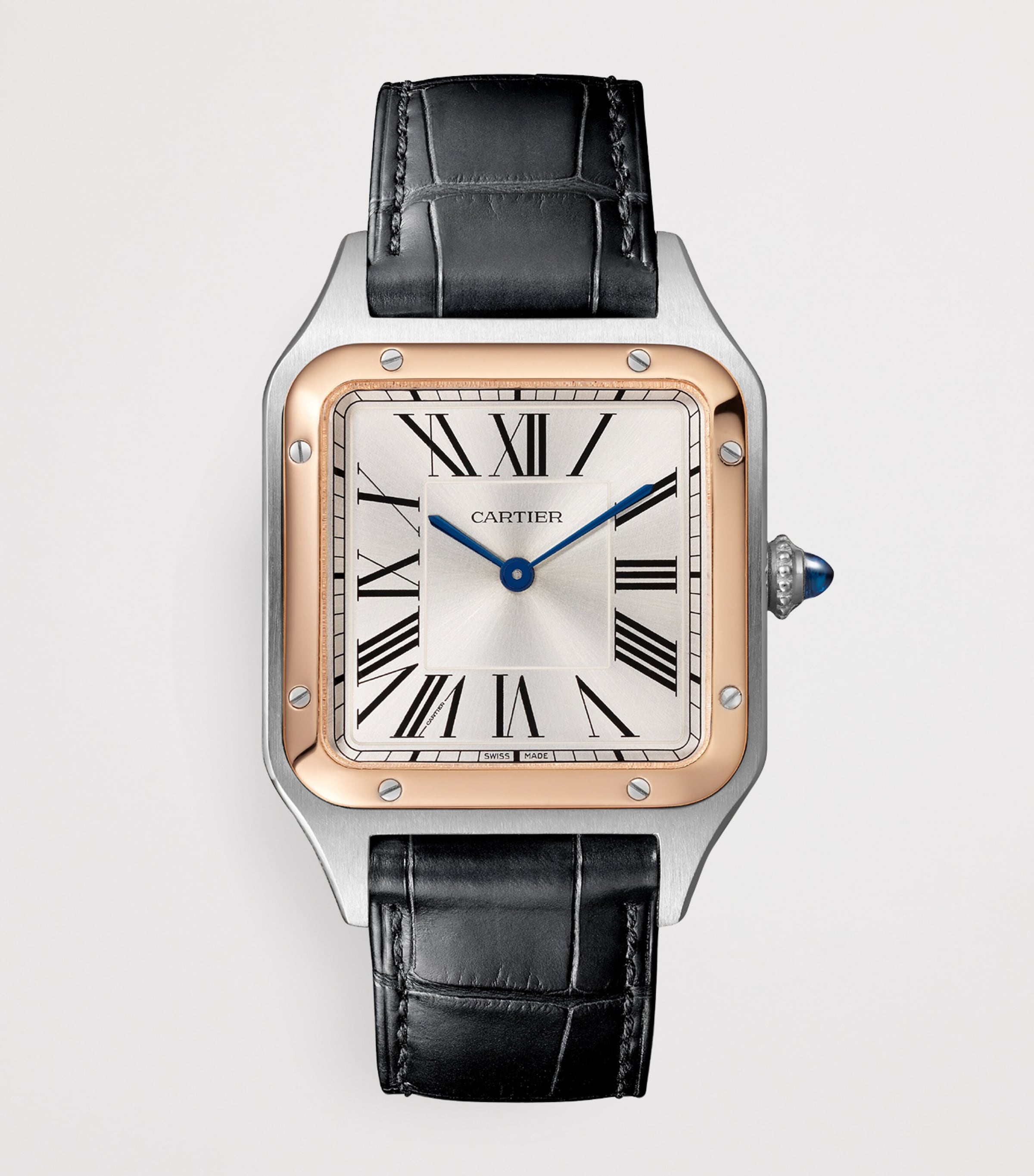 Large Rose Gold and Sapphire Santos-Dumont Watch 31.4mm