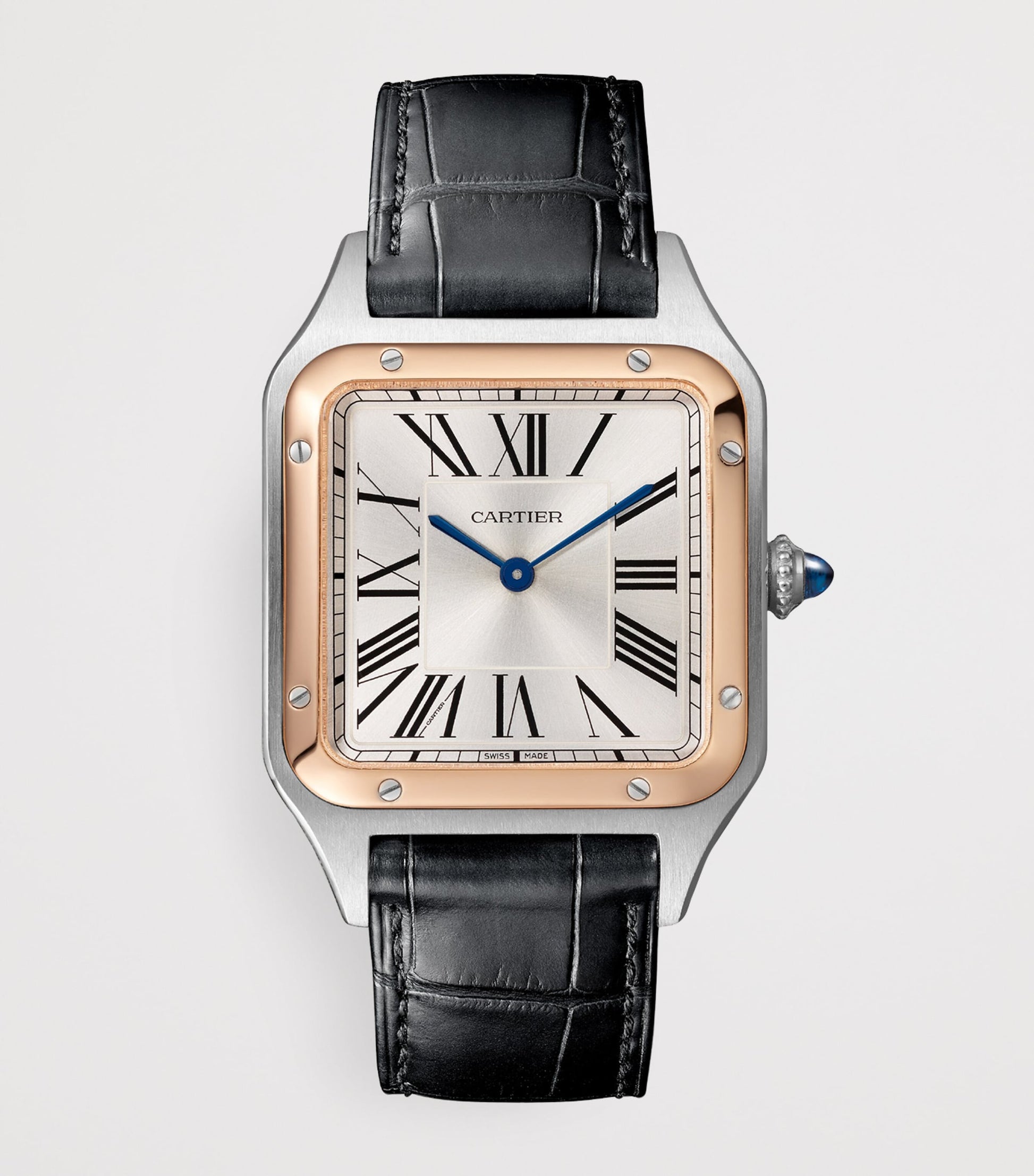 Large Rose Gold and Sapphire Santos-Dumont Watch 31.4mm