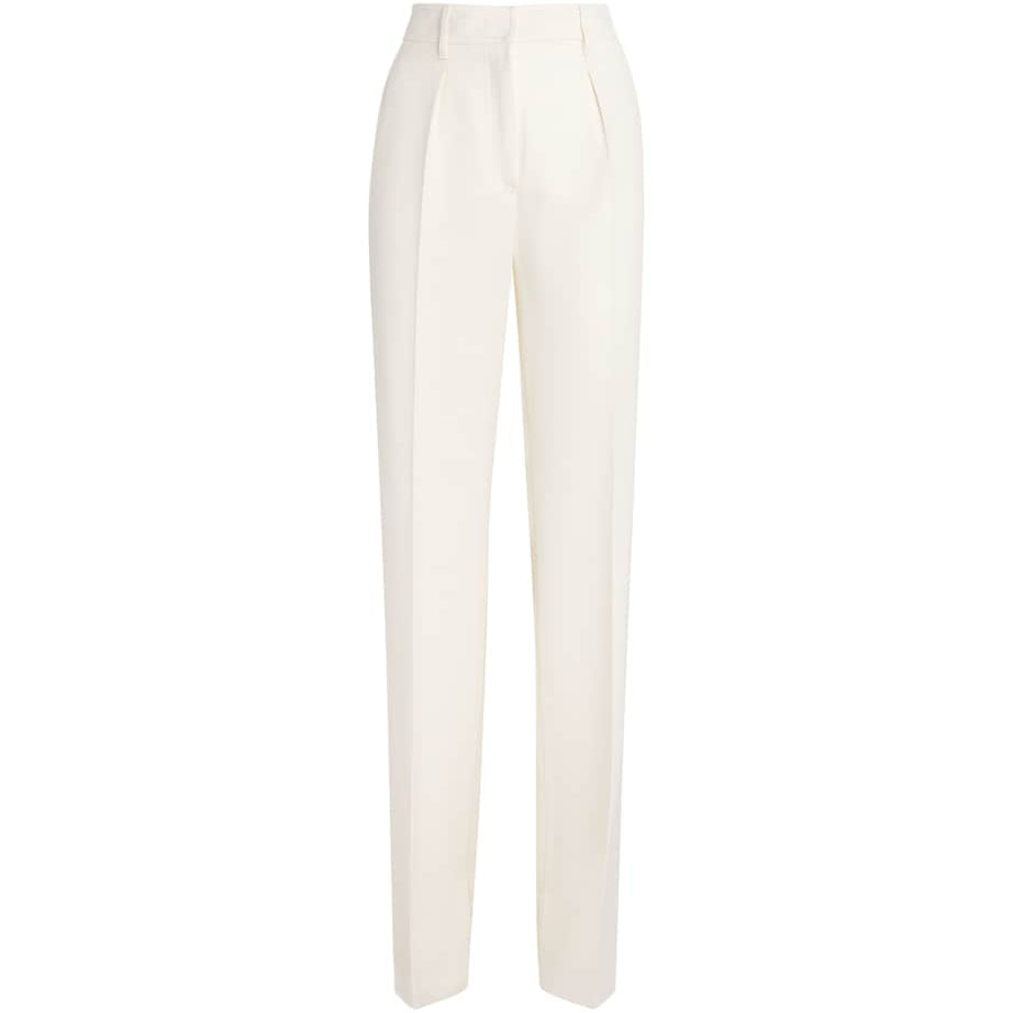 White Virgin Wool Flared Trousers