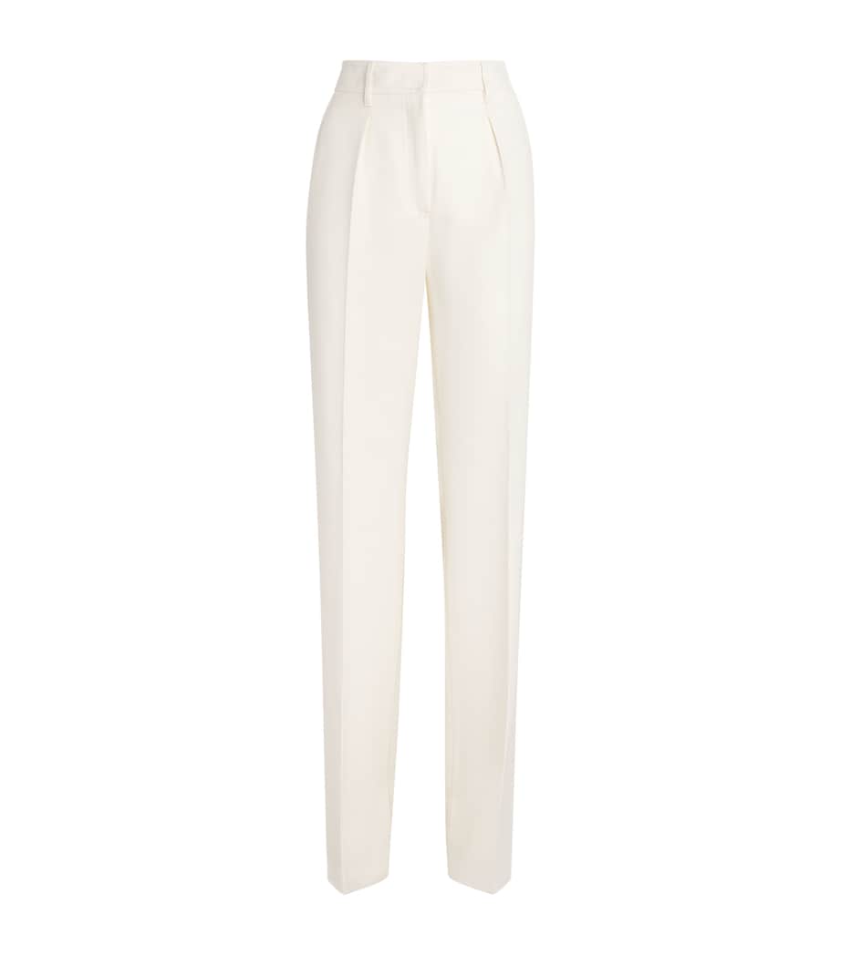 White Virgin Wool Flared Trousers