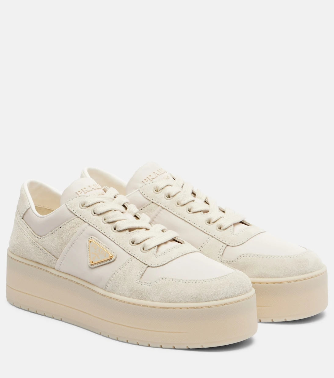 Prada - Downtown Bold Re-Nylon and suede sneakers