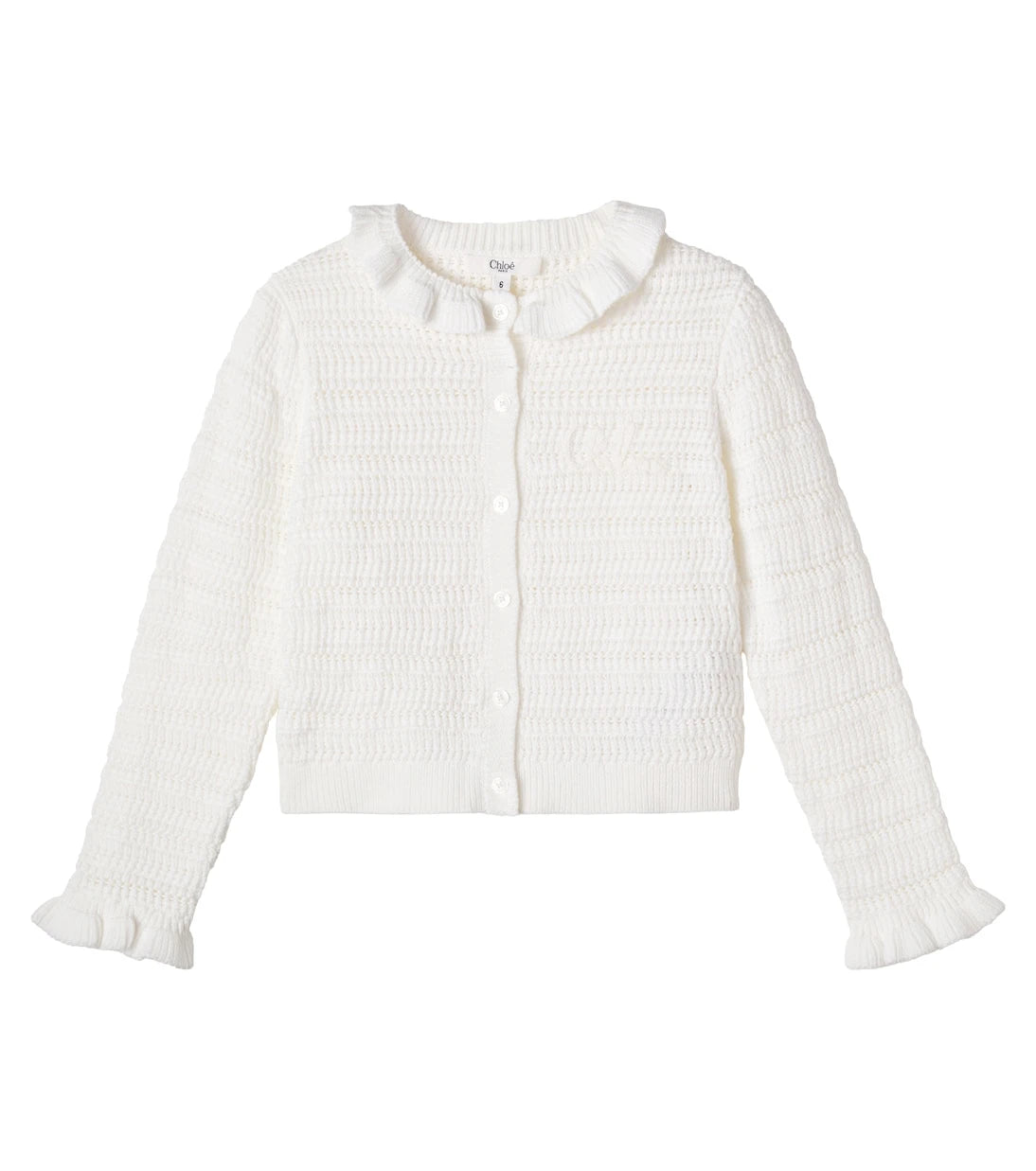 Chloé Kids - سترة كارديجان قطنية مكشكشة