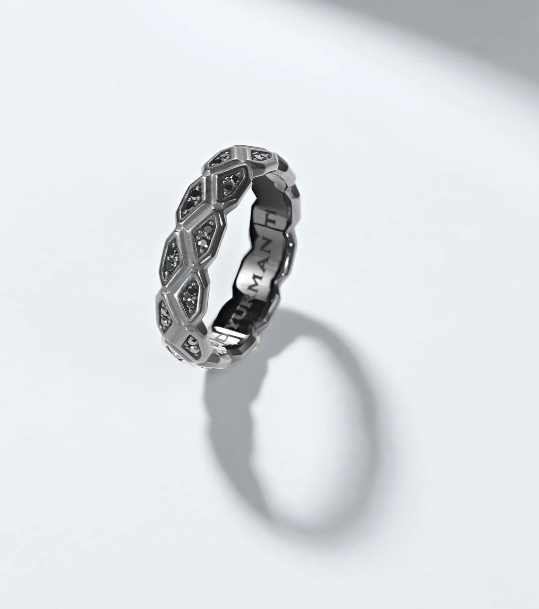 David Yurman - Hex titanium ring with diamonds