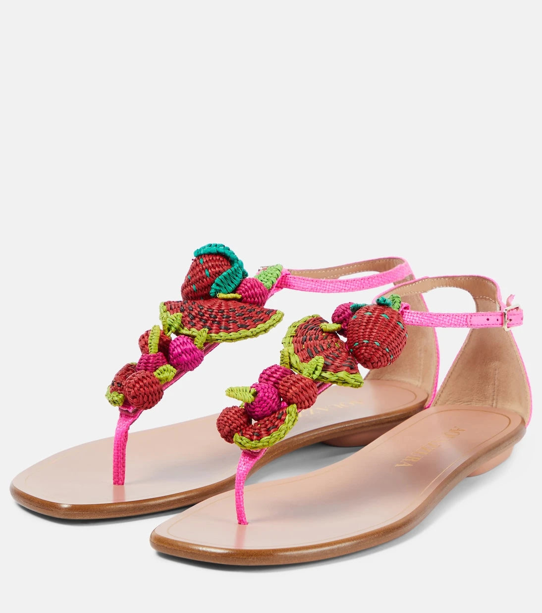 Aquazzura - Strawberry Punch raffia thong sandals