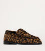 Saint Laurent Nude Leather Leopard Loafers