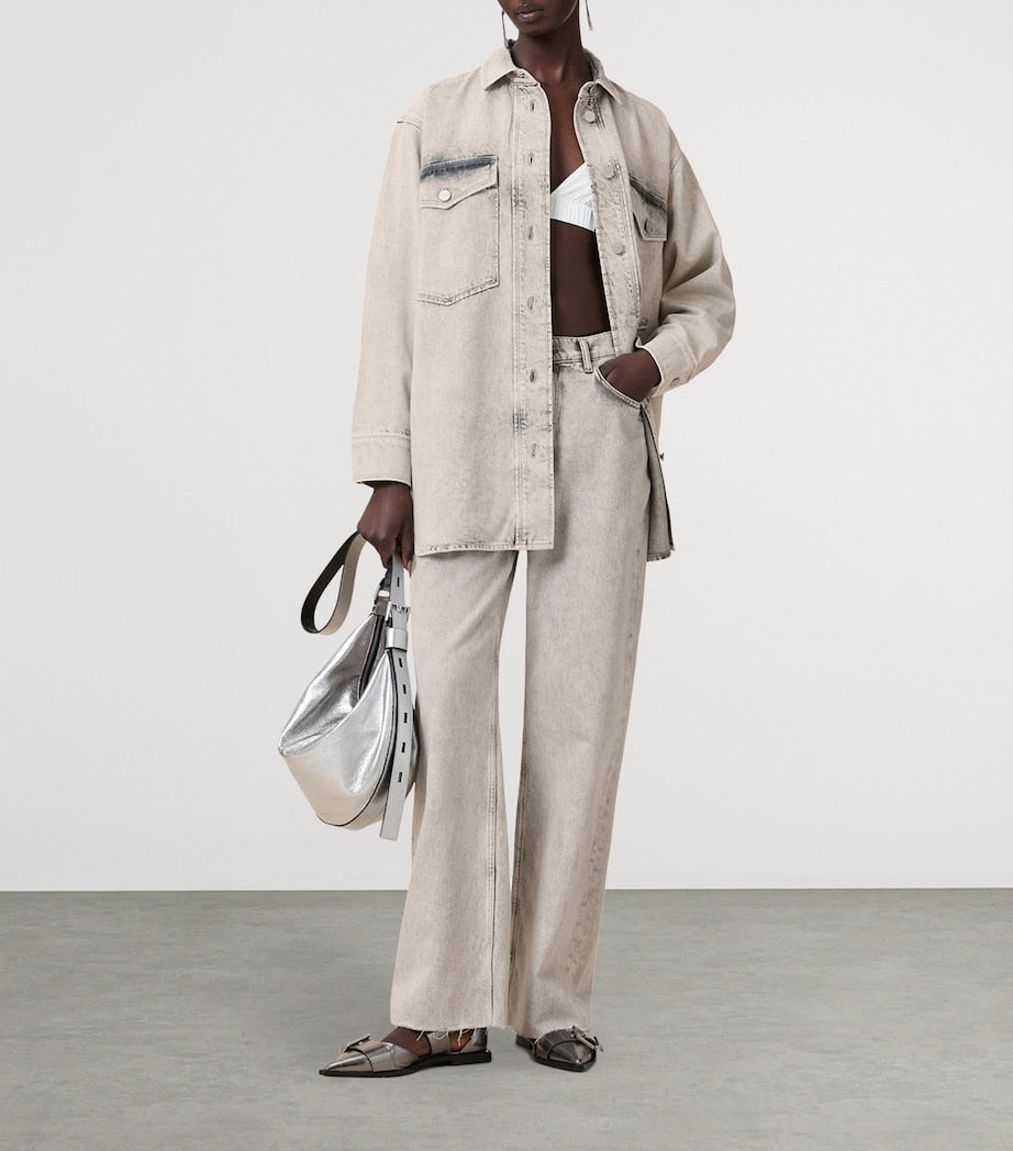 AllSaints Grey Organic Denim Faye Mini Shirt Dress