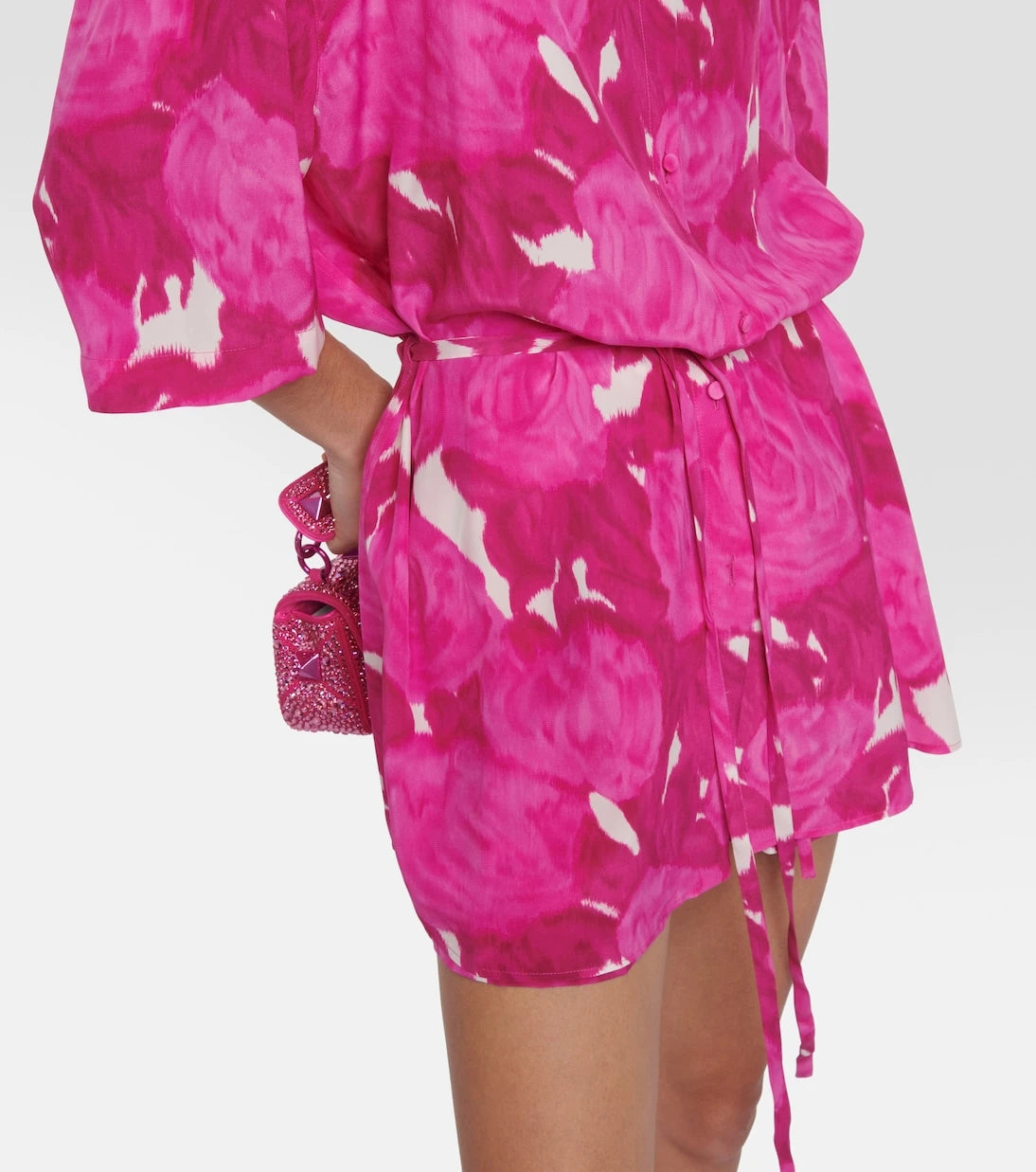 Valentino - Belted floral silk shirt dress