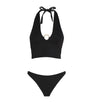 Black Ring-Gathered Crocodile Bikini