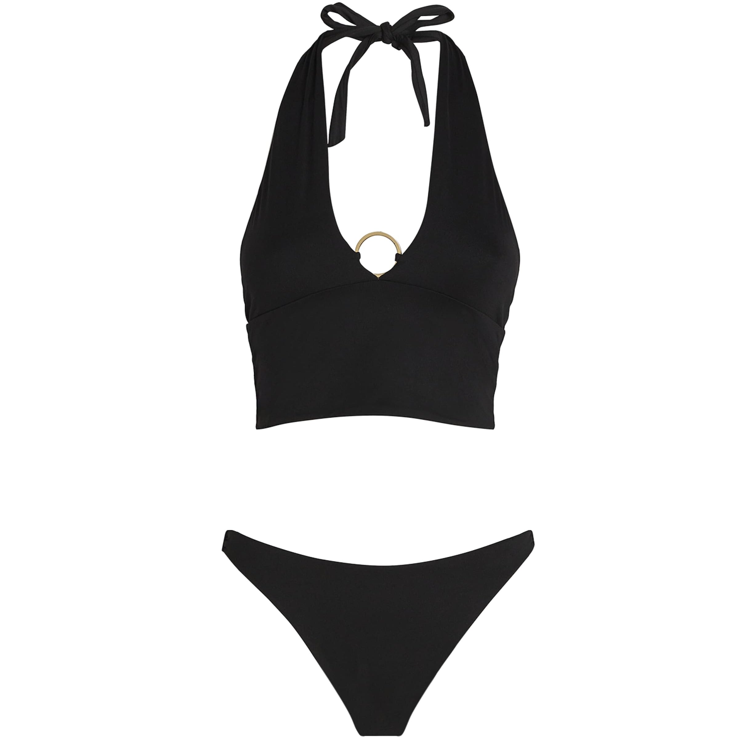 Black Ring-Gathered Crocodile Bikini