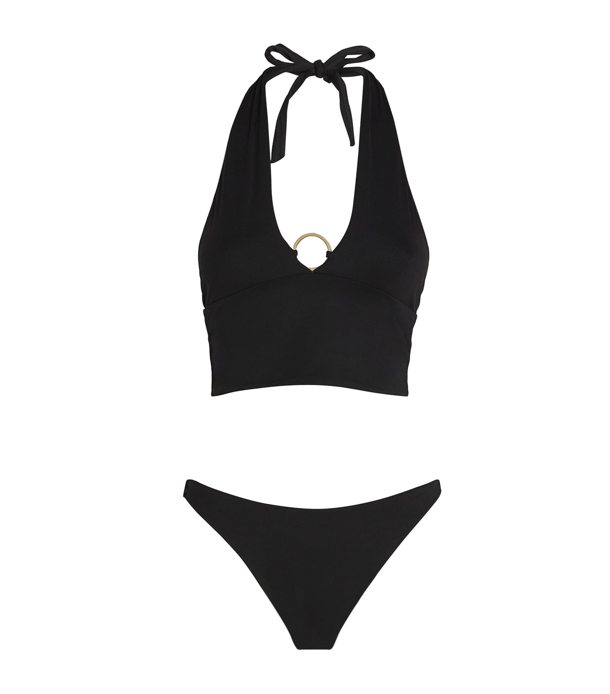 Black Ring-Gathered Crocodile Bikini