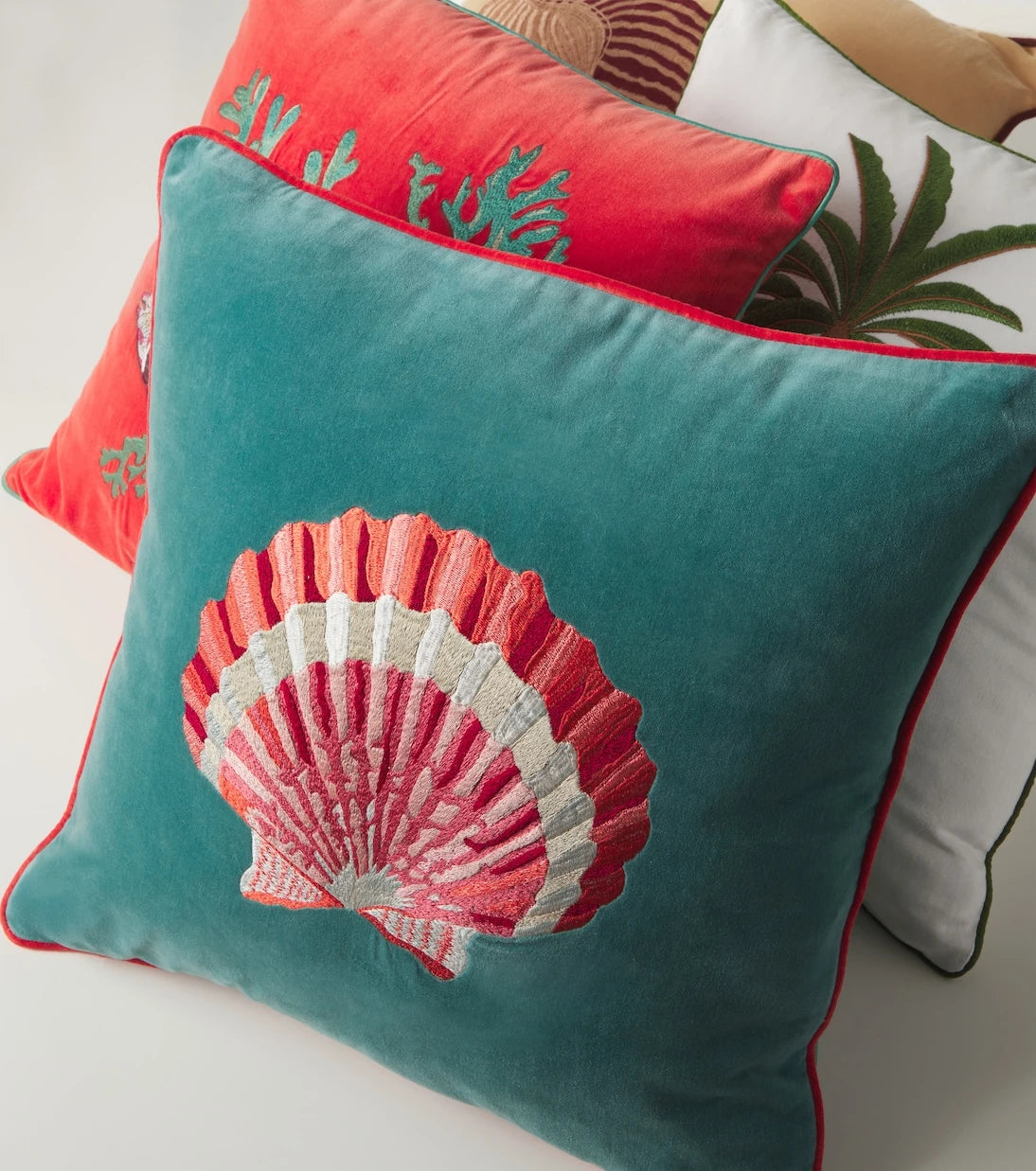 Les-Ottomans - Embroidered cotton velvet cushion