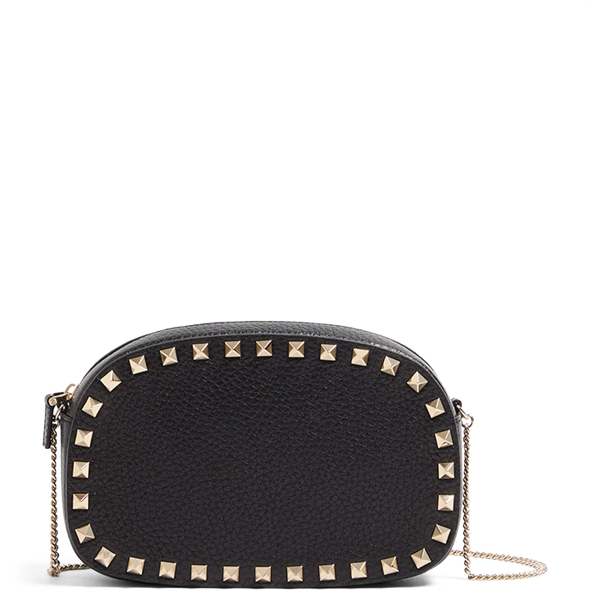 Valentino Garavani Black Mini Leather Rockstud Shoulder Bag
