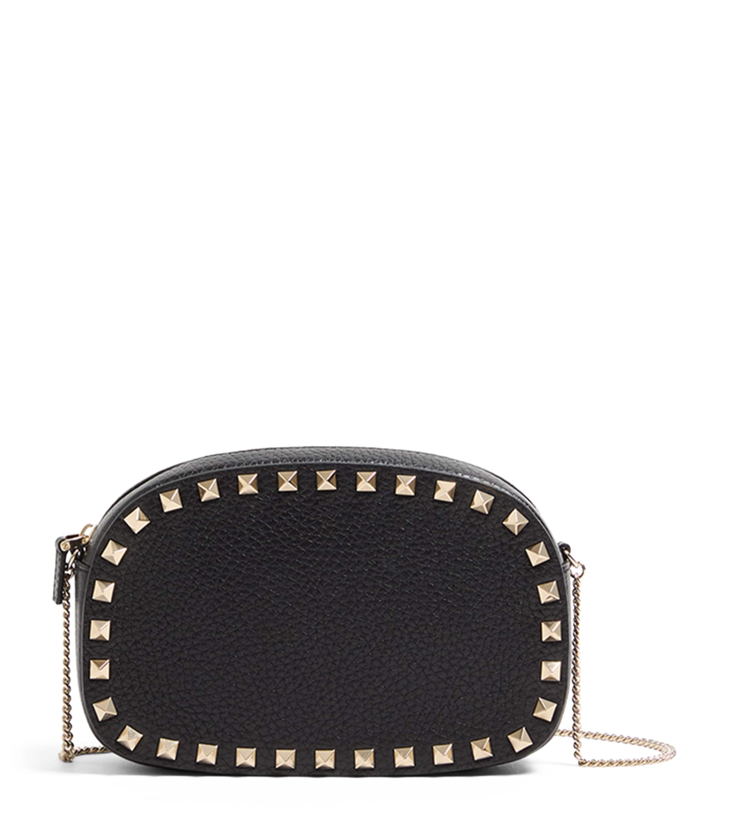 Valentino Garavani Black Mini Leather Rockstud Shoulder Bag
