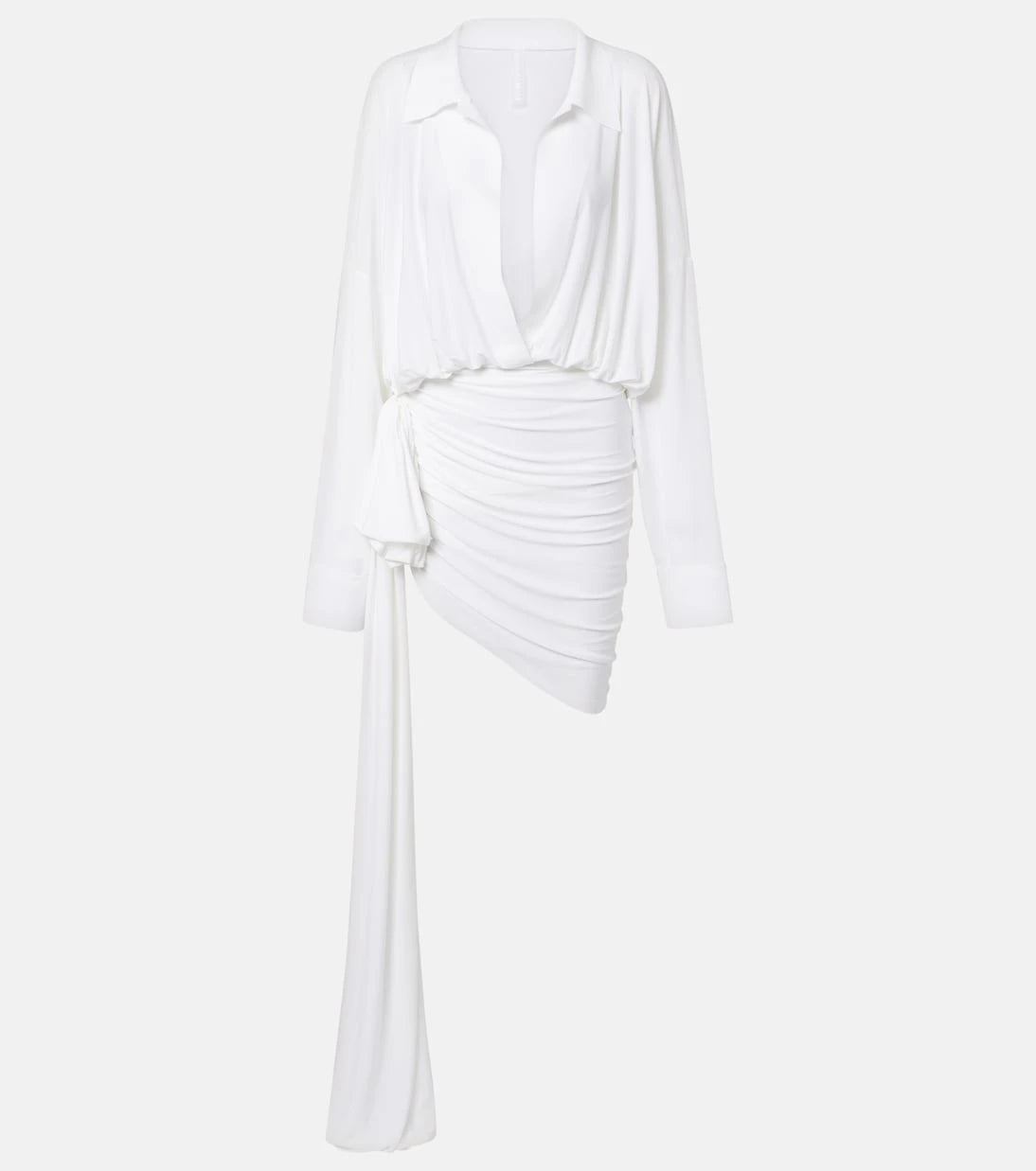 Norma Kamali - Asymmetric draped jersey minidress