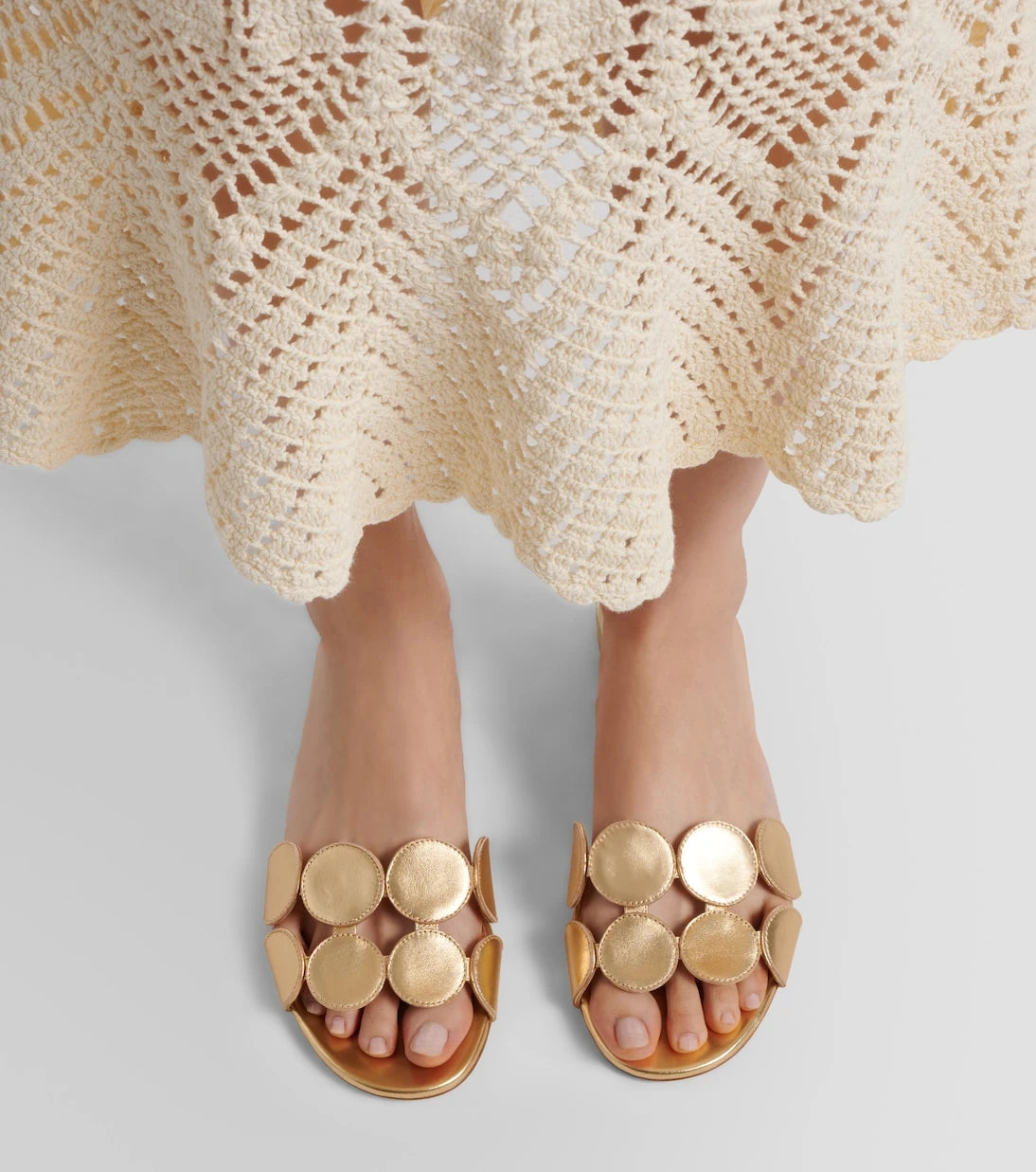 Manolo Blahnik - Haribalmuflat metallic leather slides