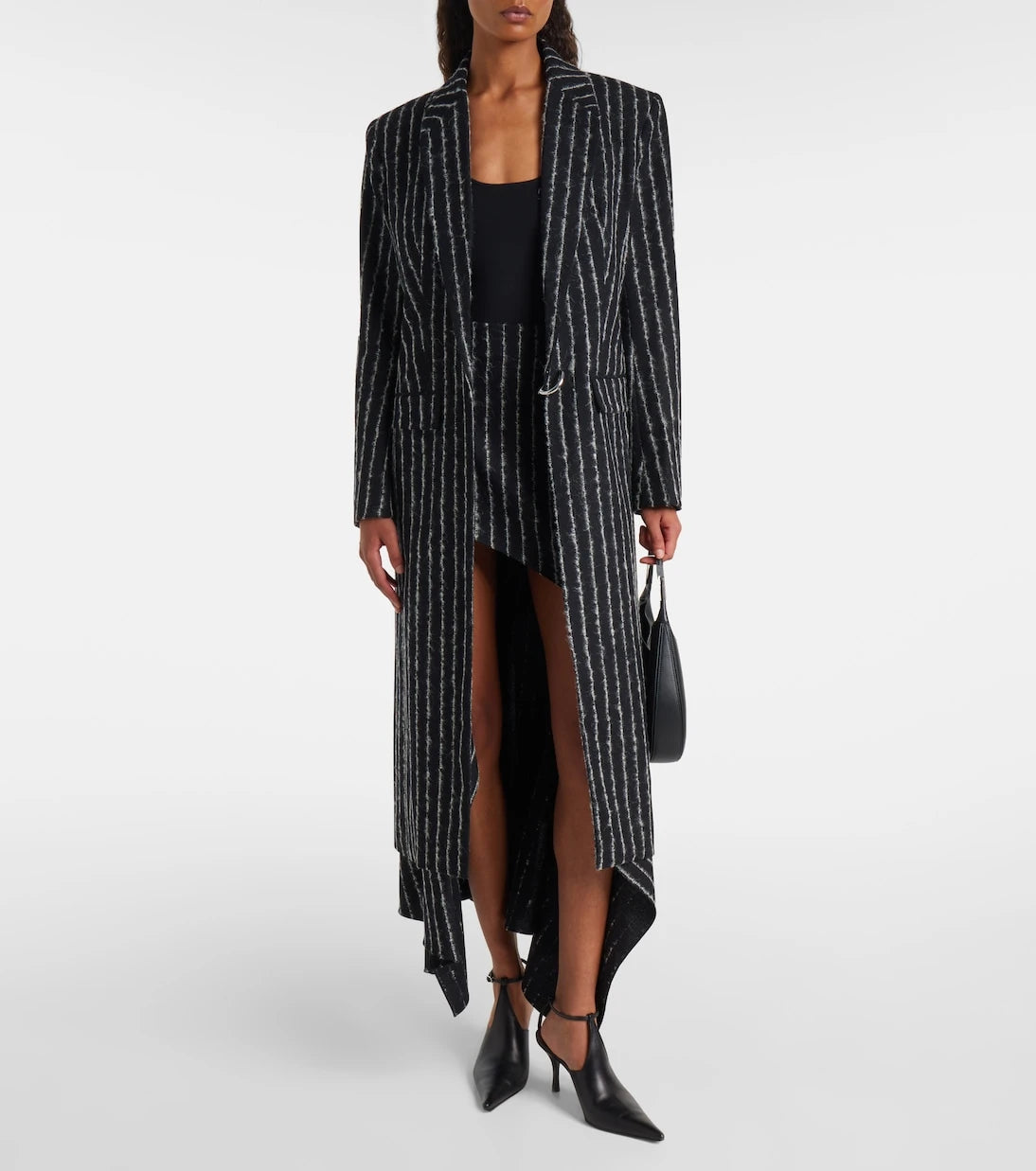 Mugler - Pinstripe wool-blend coat