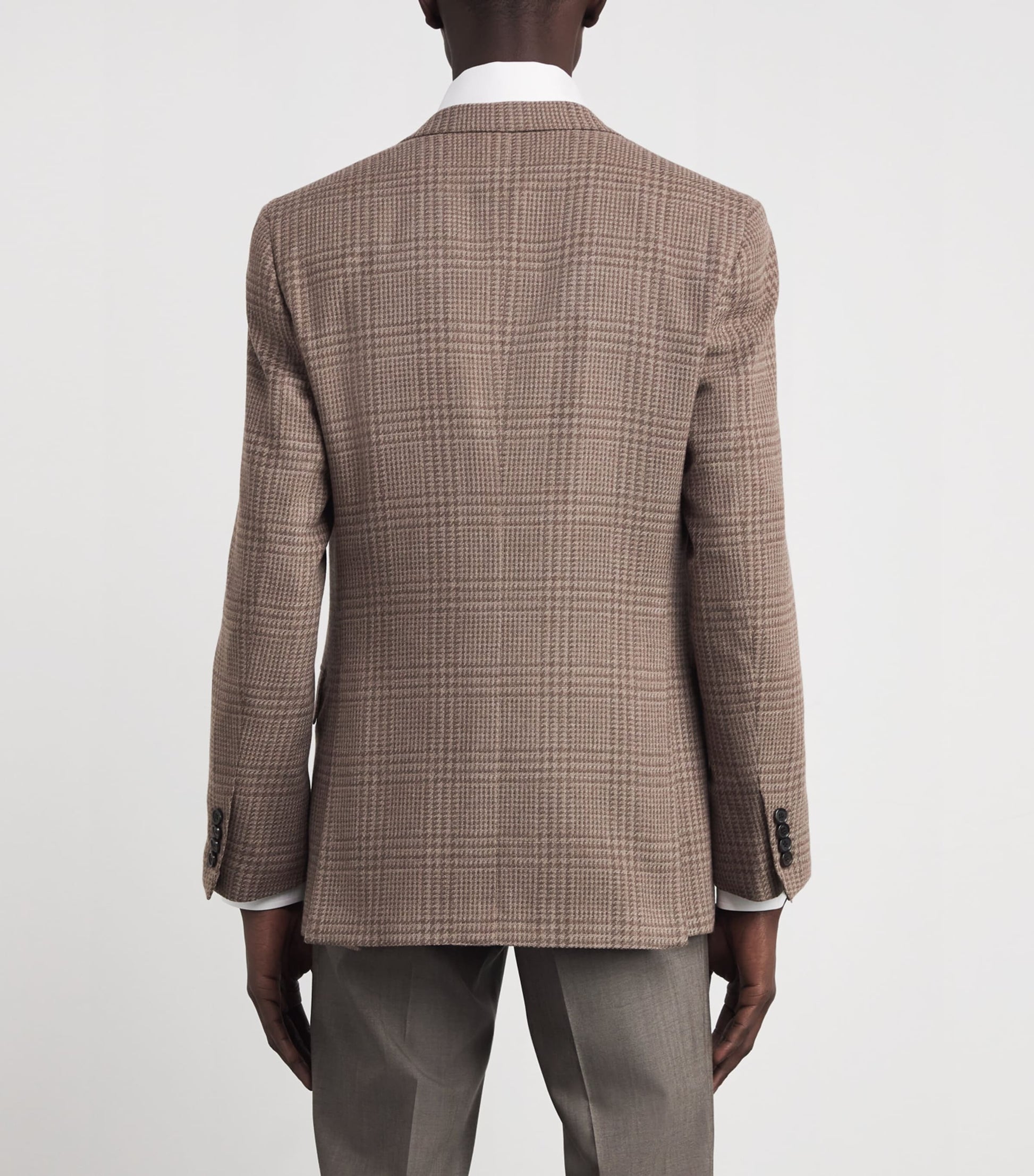 Brioni Brown Wool-Silk Check Blazer