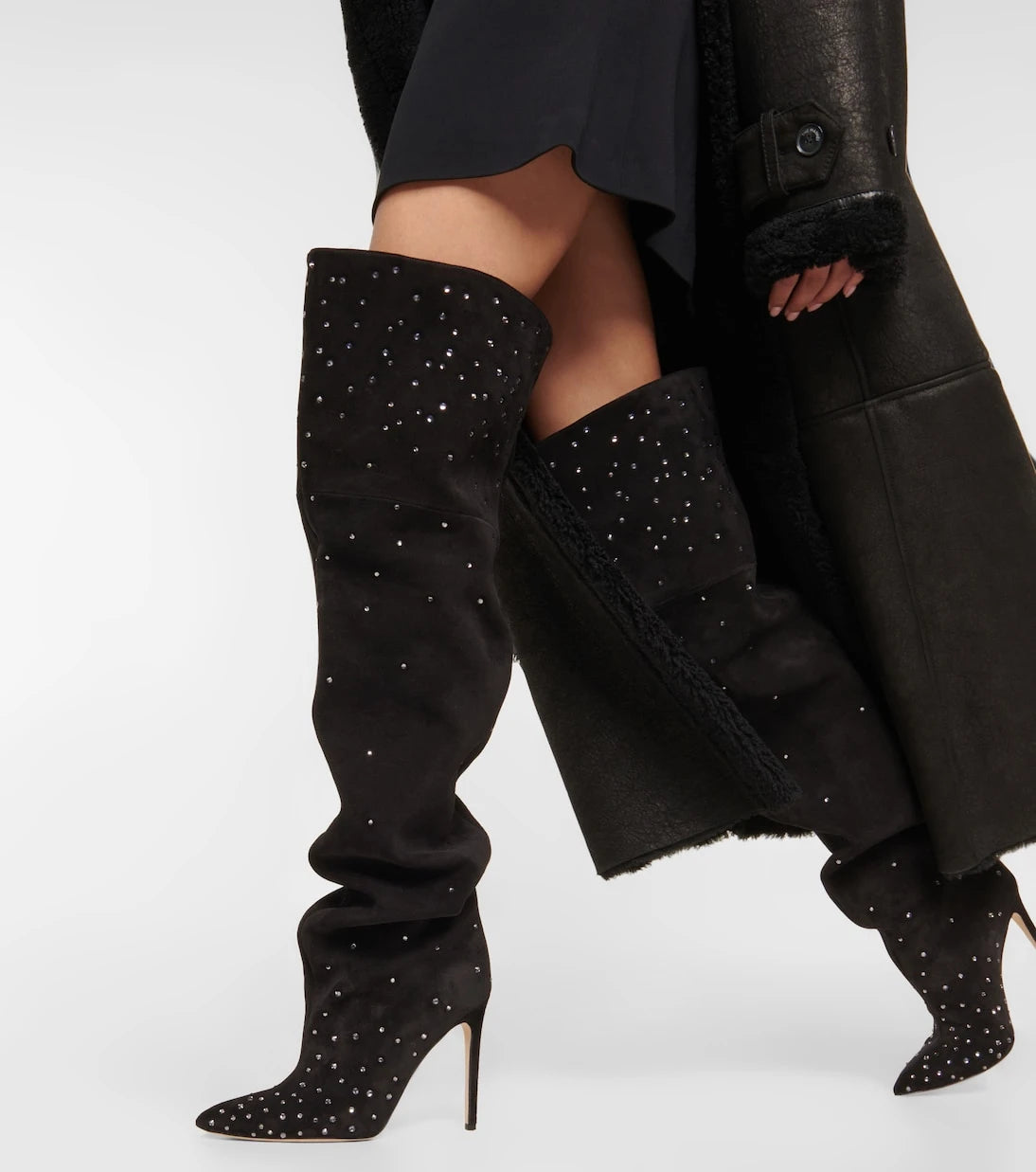 Paris Texas - Embellished suede over-the-knee boots