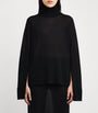 Toteme Black Semi-Sheer Split-Sleeve Rollneck Top