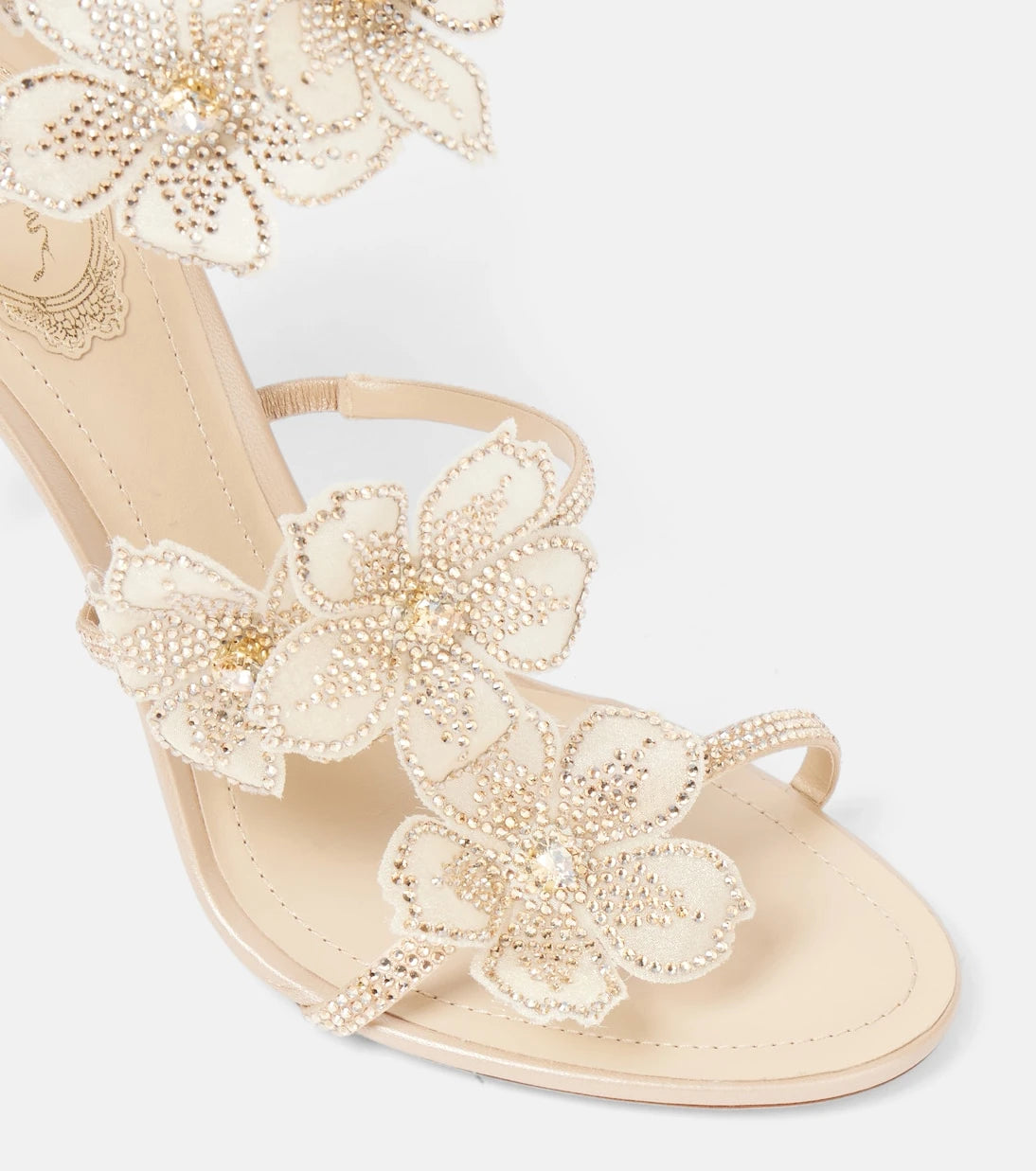 Rene Caovilla - Cleo 105 floral-appliqué satin sandals